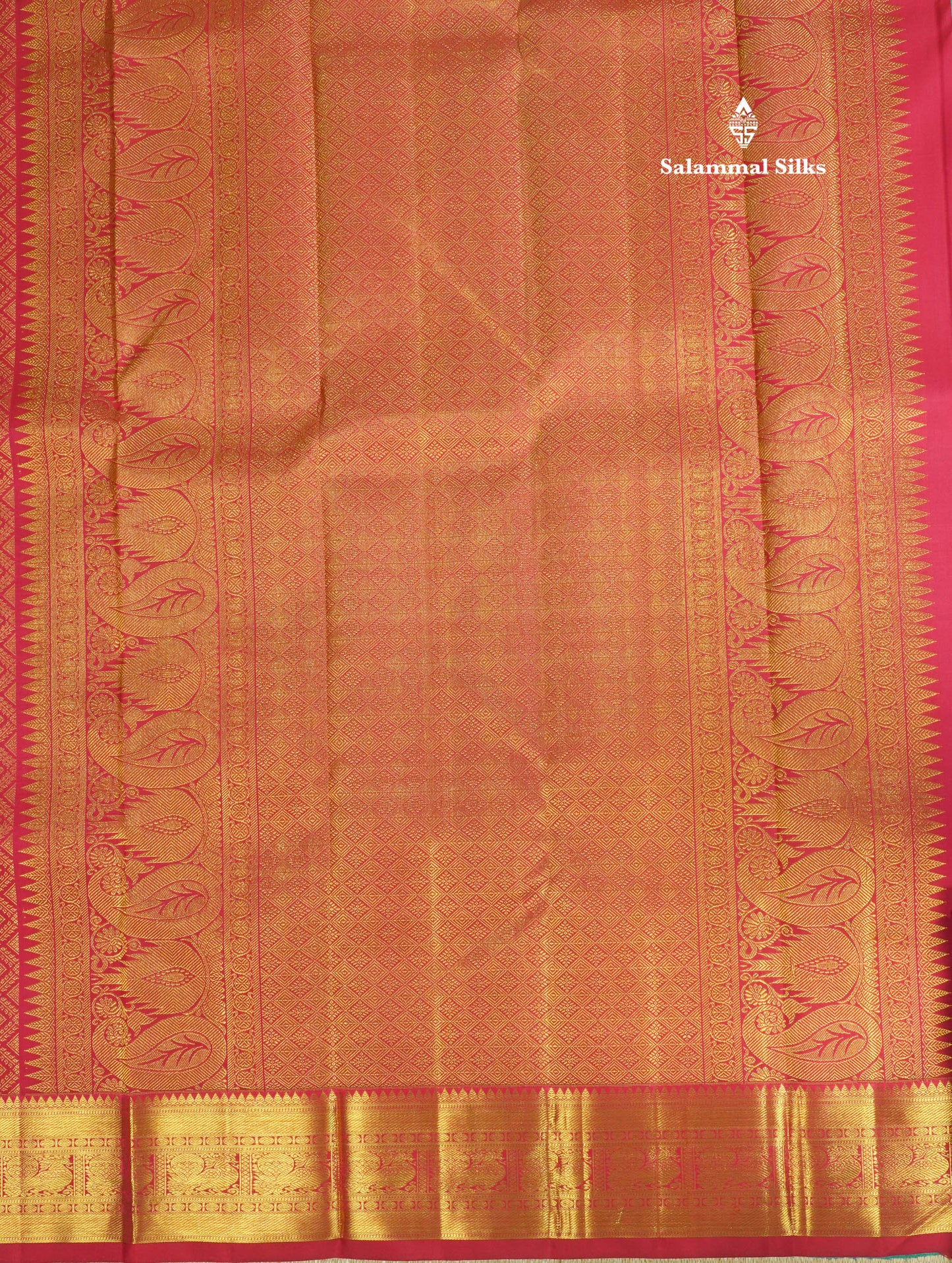 Meenakari work Beautiful Dual Tone Pinkish Red Pure Kanjivaram Silk Saree With Self Border