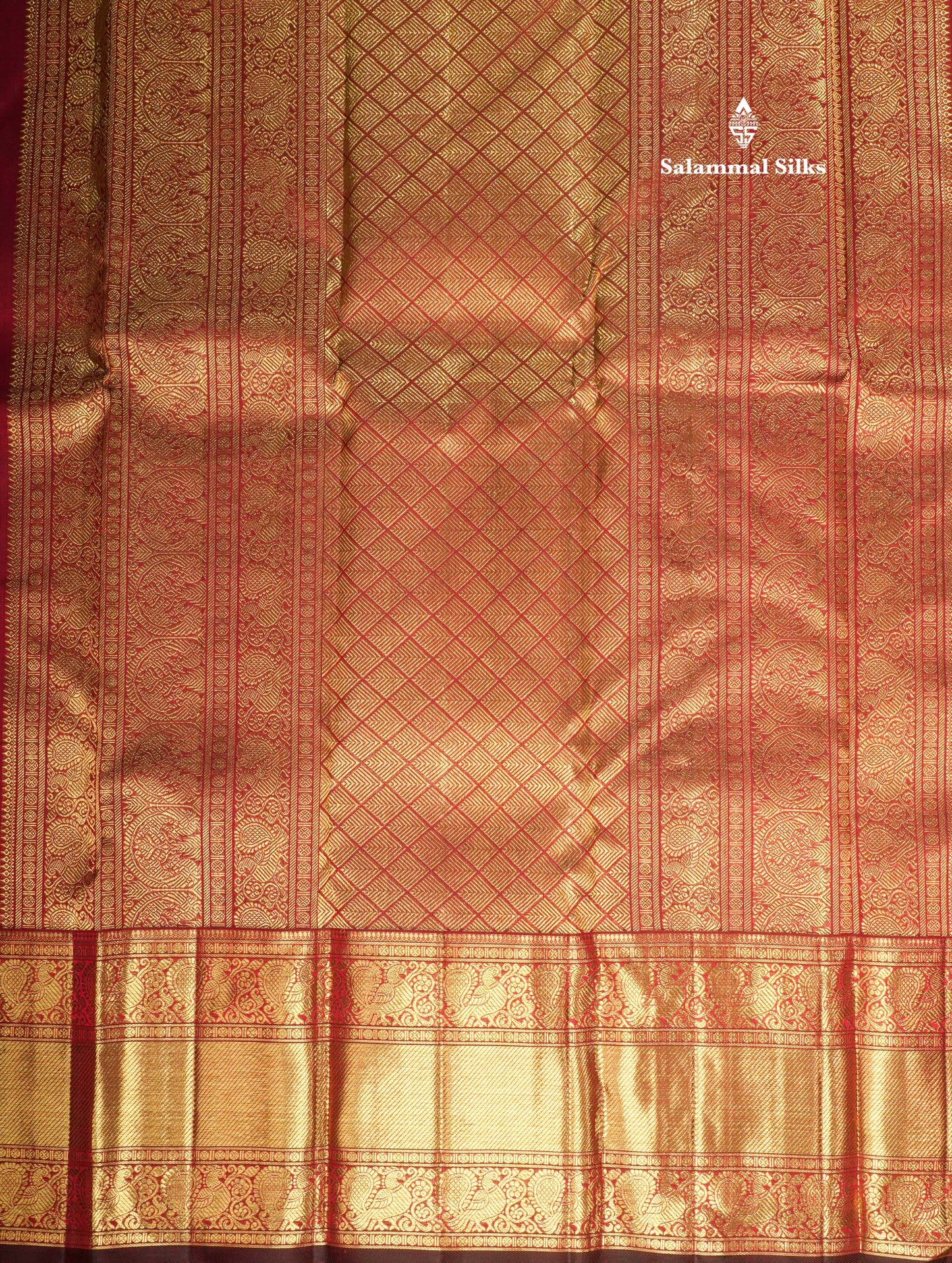 Dark Maroon Pure Kanjivaram Silk Saree (2G) Zari With TraditionalGold Zari Border