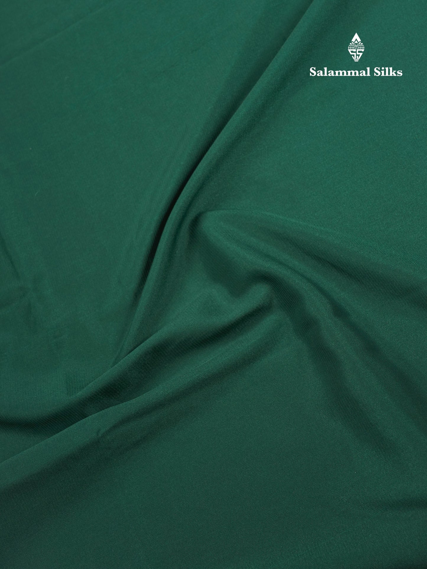 Bottle Green Plain Semi Mysore Crepe Saree With Embroidery Work Border