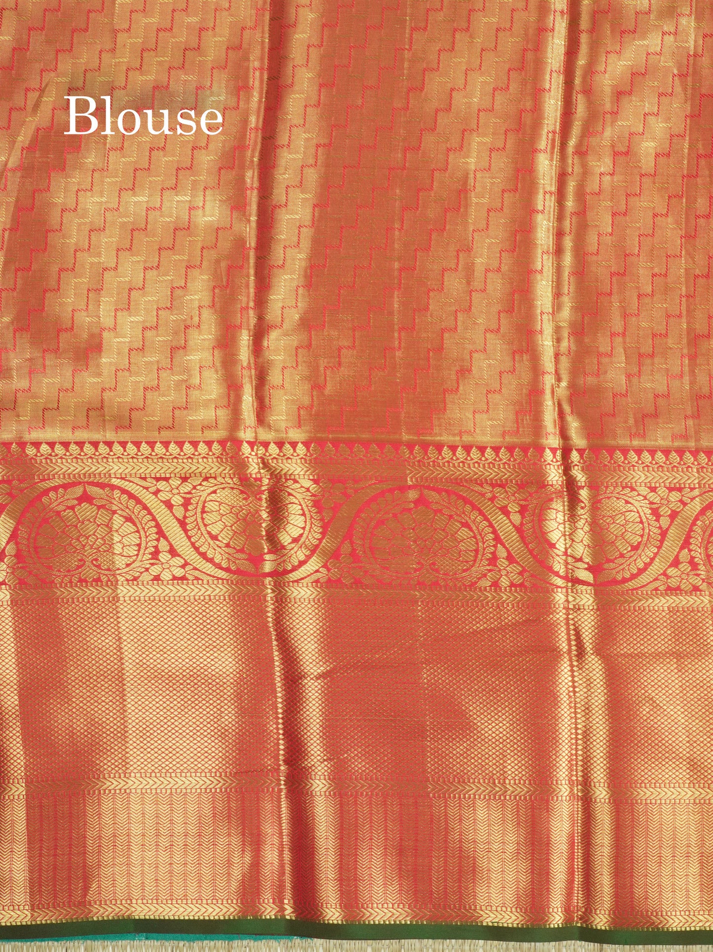 Beautiful Rexona Green Tissue Pure Kanjivaram Silk Saree With Contrast Red Border