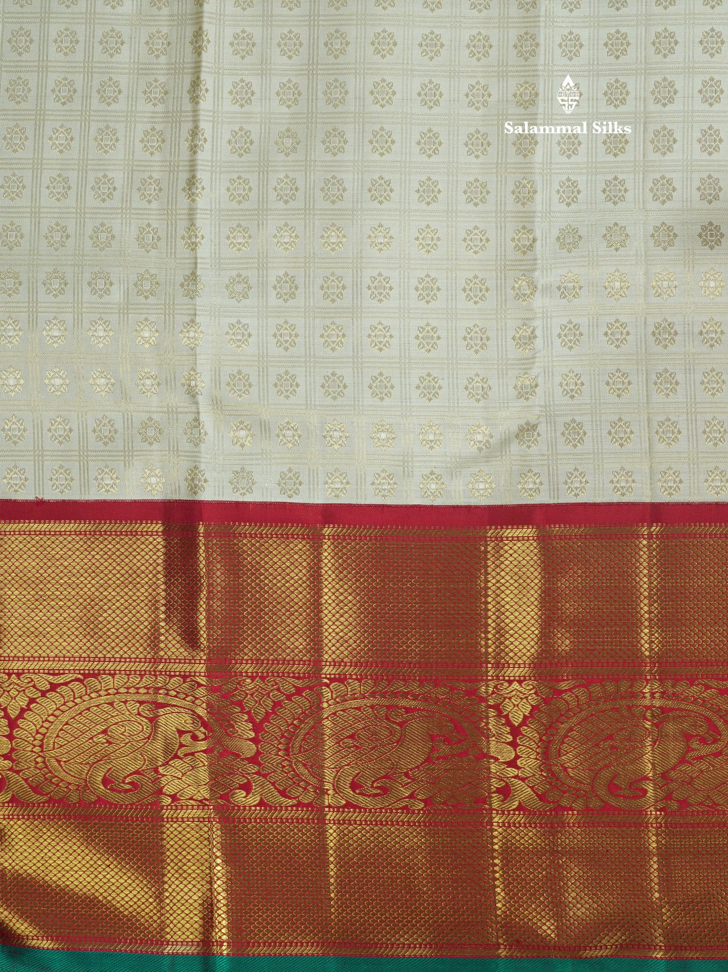 Beautiful White Pure Kanjivaram Silk Saree (2G) Zari With Korvai Red Border