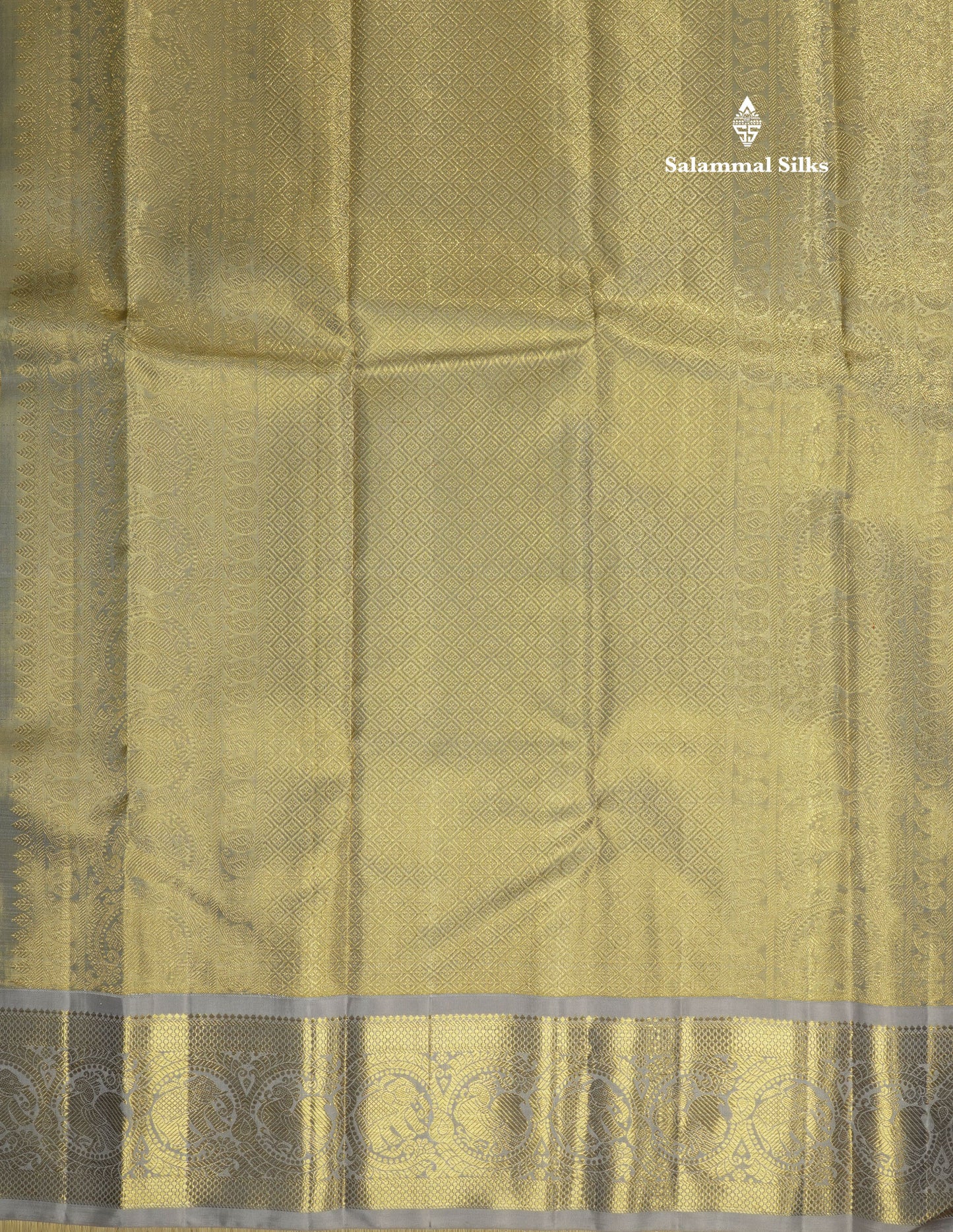 Light Green Tissue Pure Kanjivaram Silk Saree (2G) Zari With Contrast Grey Border