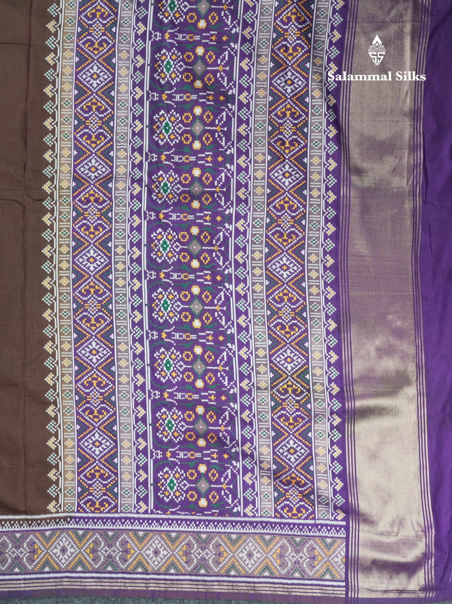 Brown Colour Plain Semi Dola Silk With Ajirah Print Border