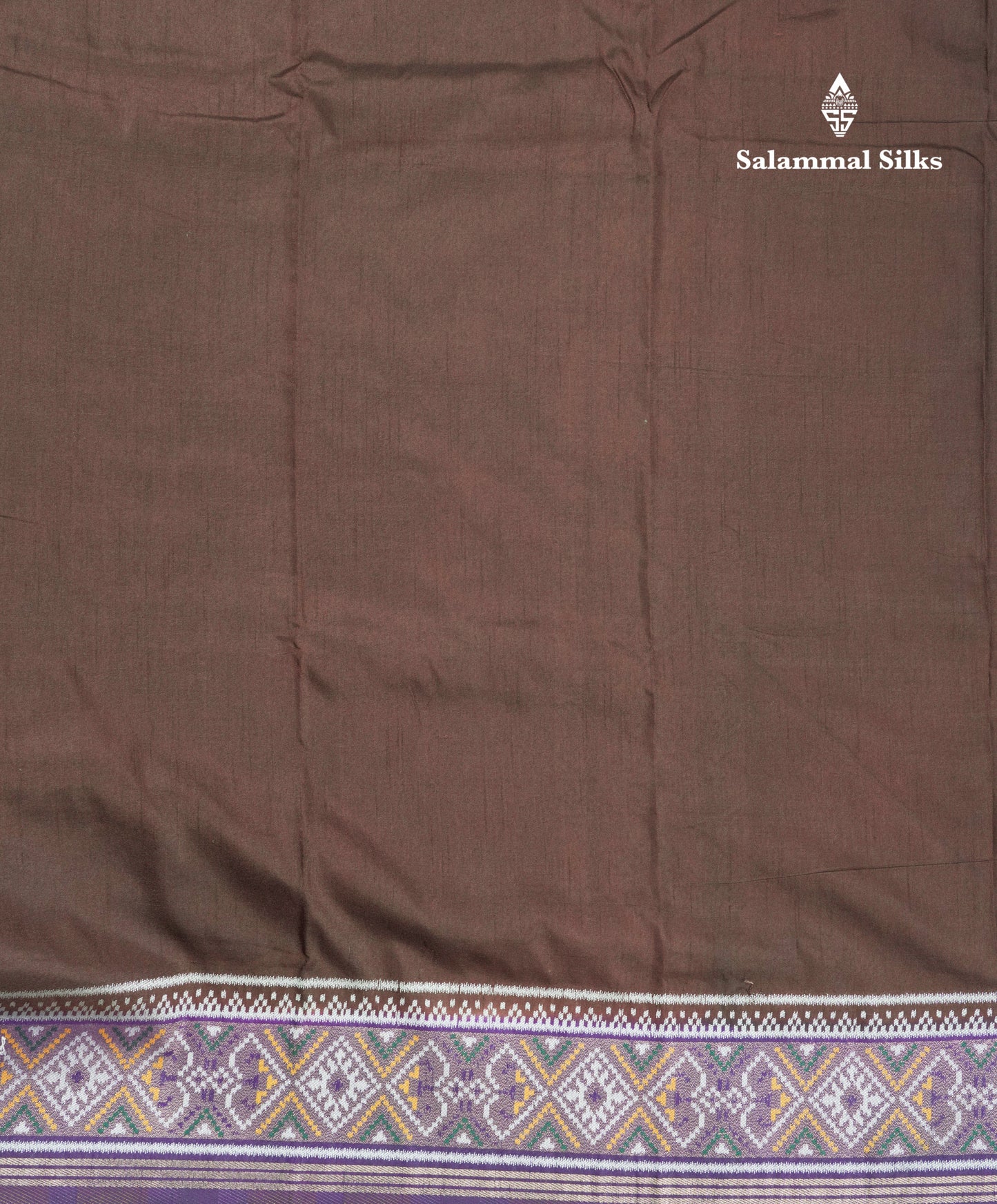 Brown Colour Plain Semi Dola Silk With Ajirah Print Border
