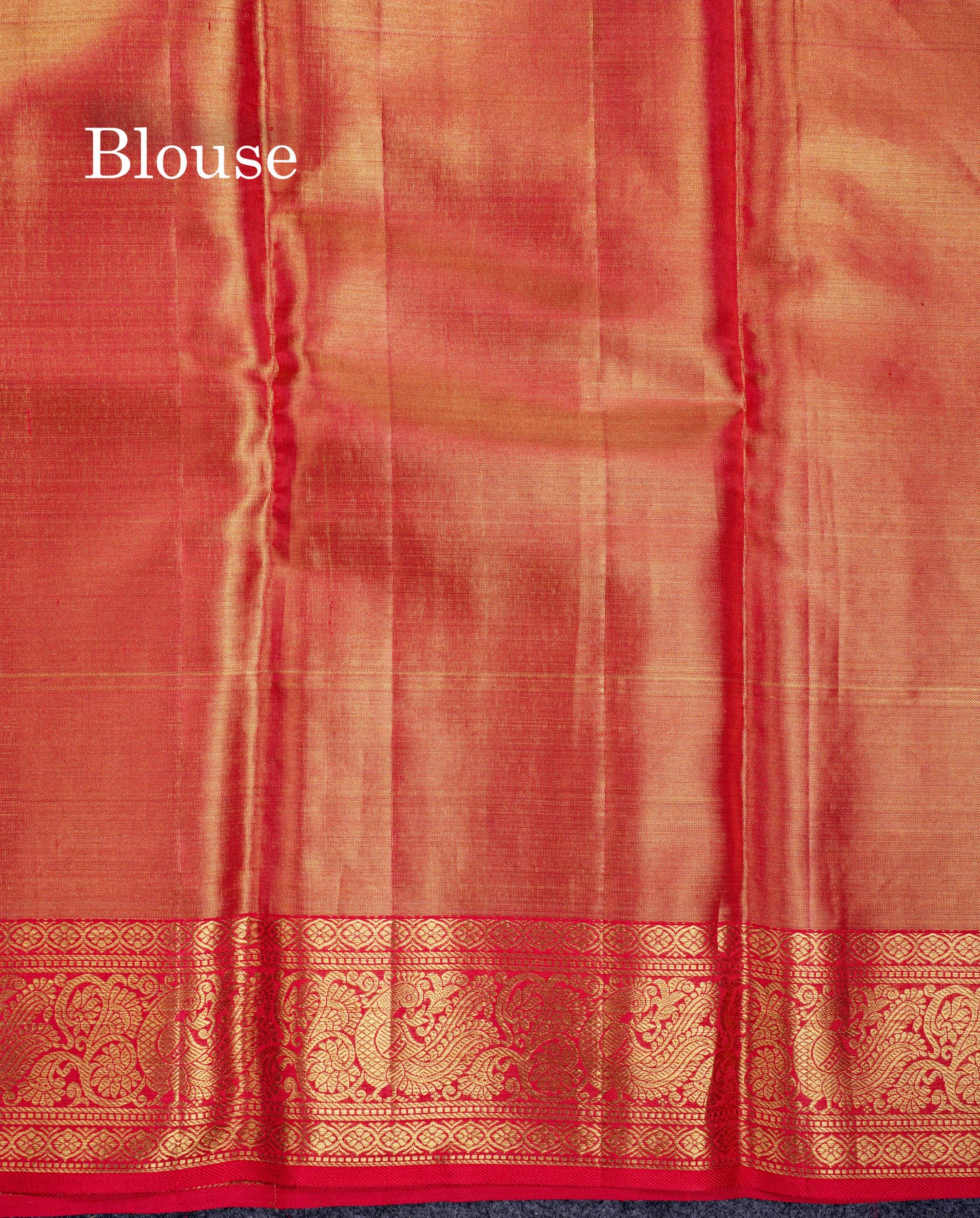Beautiful Gold Tissue Bridal Pure Kanjivaram Silk Saree With Contrast Chilly Red Traditional Medium Border