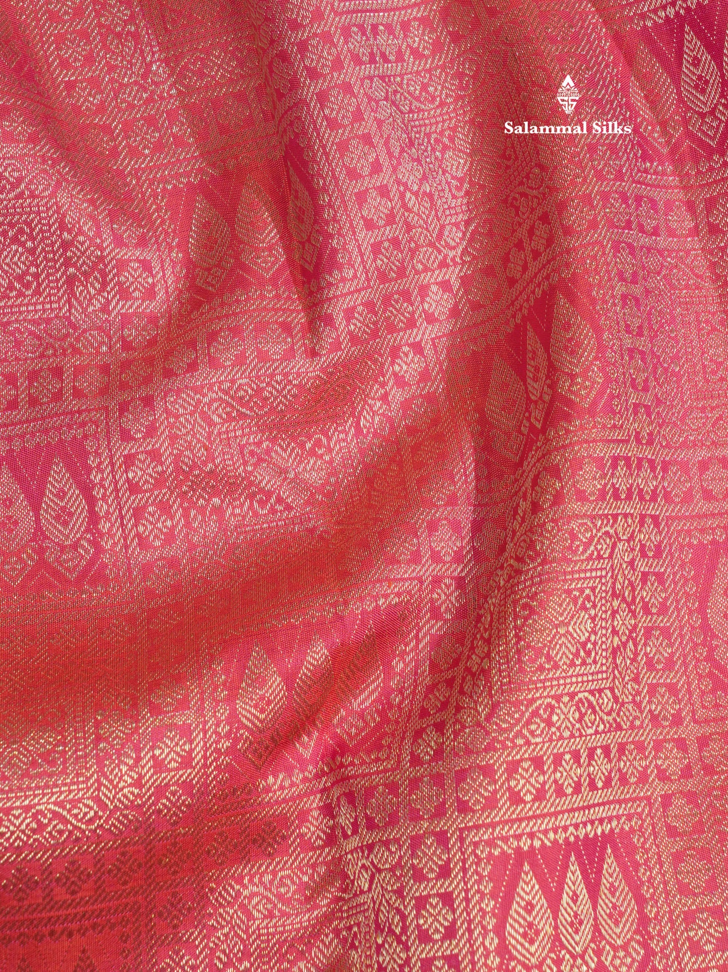 Beautiful Dual Tone Pinkish Orange Pure Kanjivaram Silk Saree With Self Border