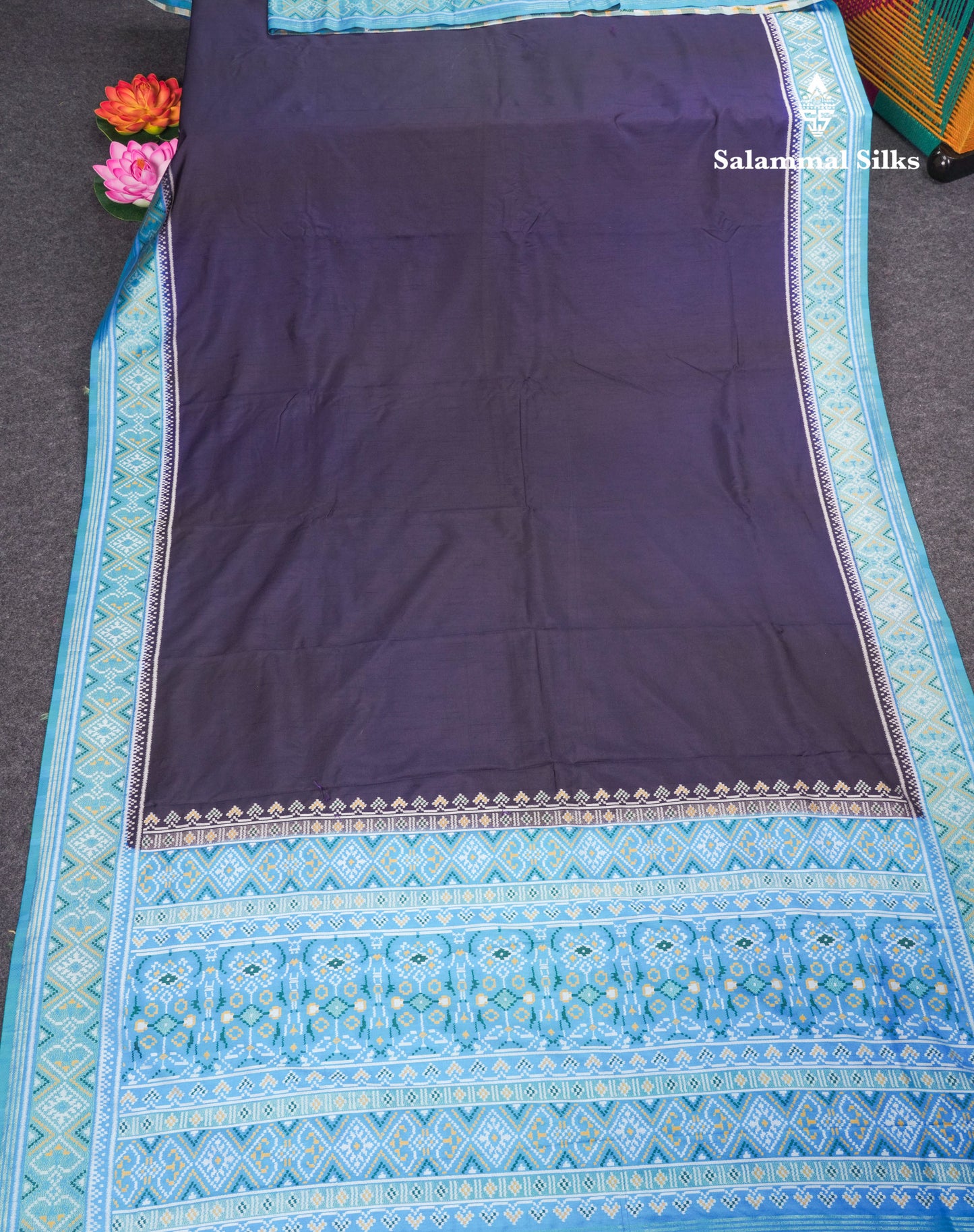 Brown Colour Plain Semi Dola Silk With Ajirah Print Border