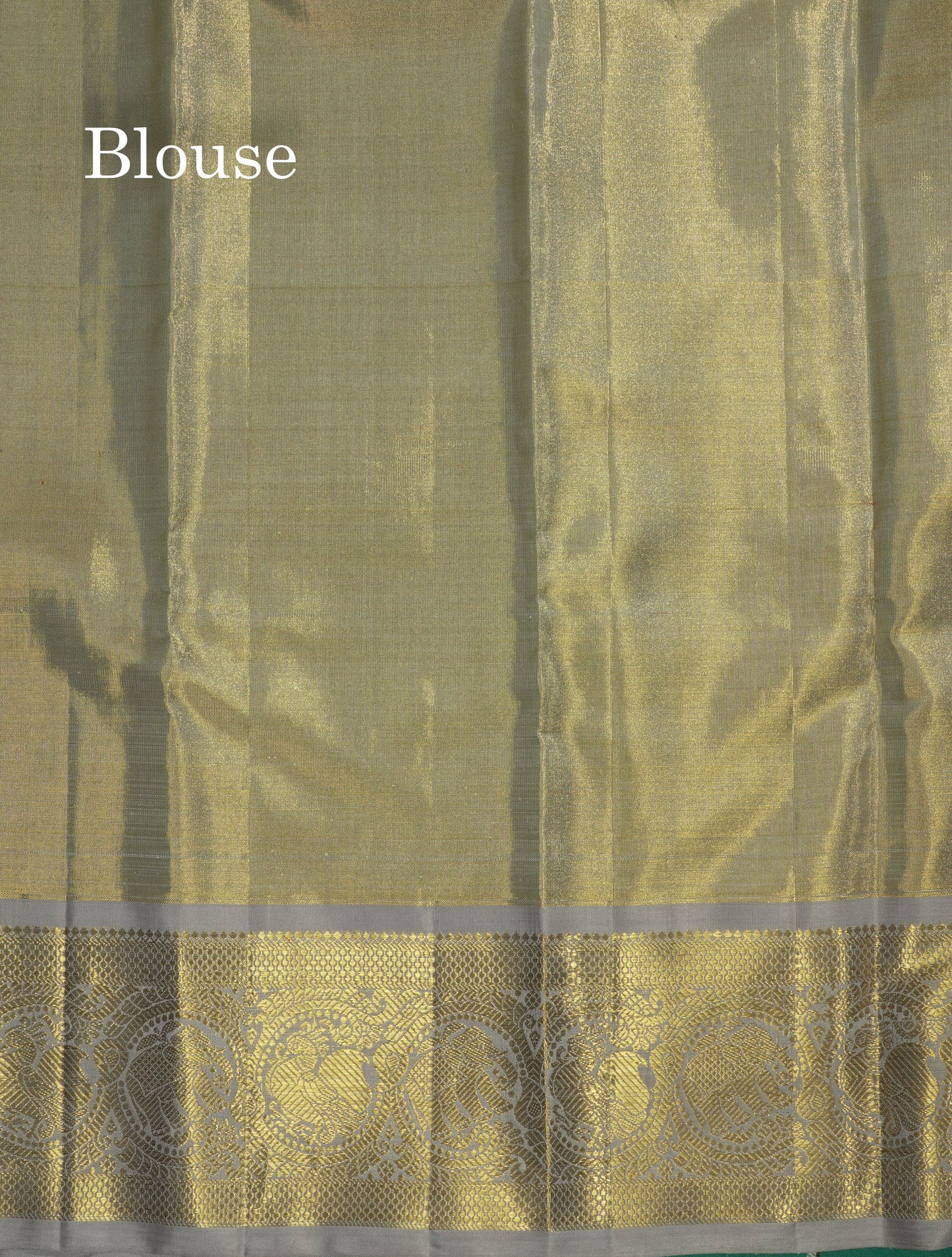 Light Green Tissue Pure Kanjivaram Silk Saree (2G) Zari With Contrast Grey Border