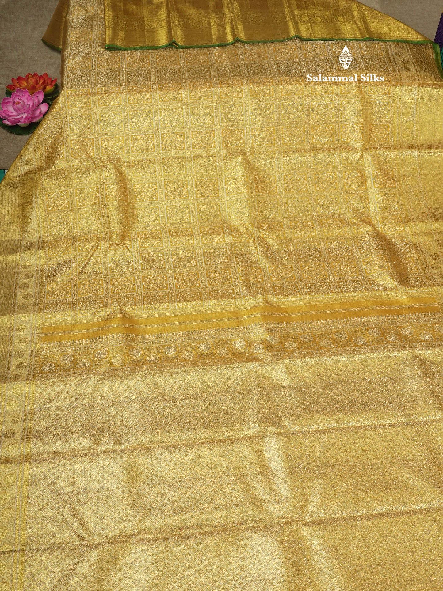 Kanjivaram Gold Colour 2G Zari Pure Silk Saree With Self Border