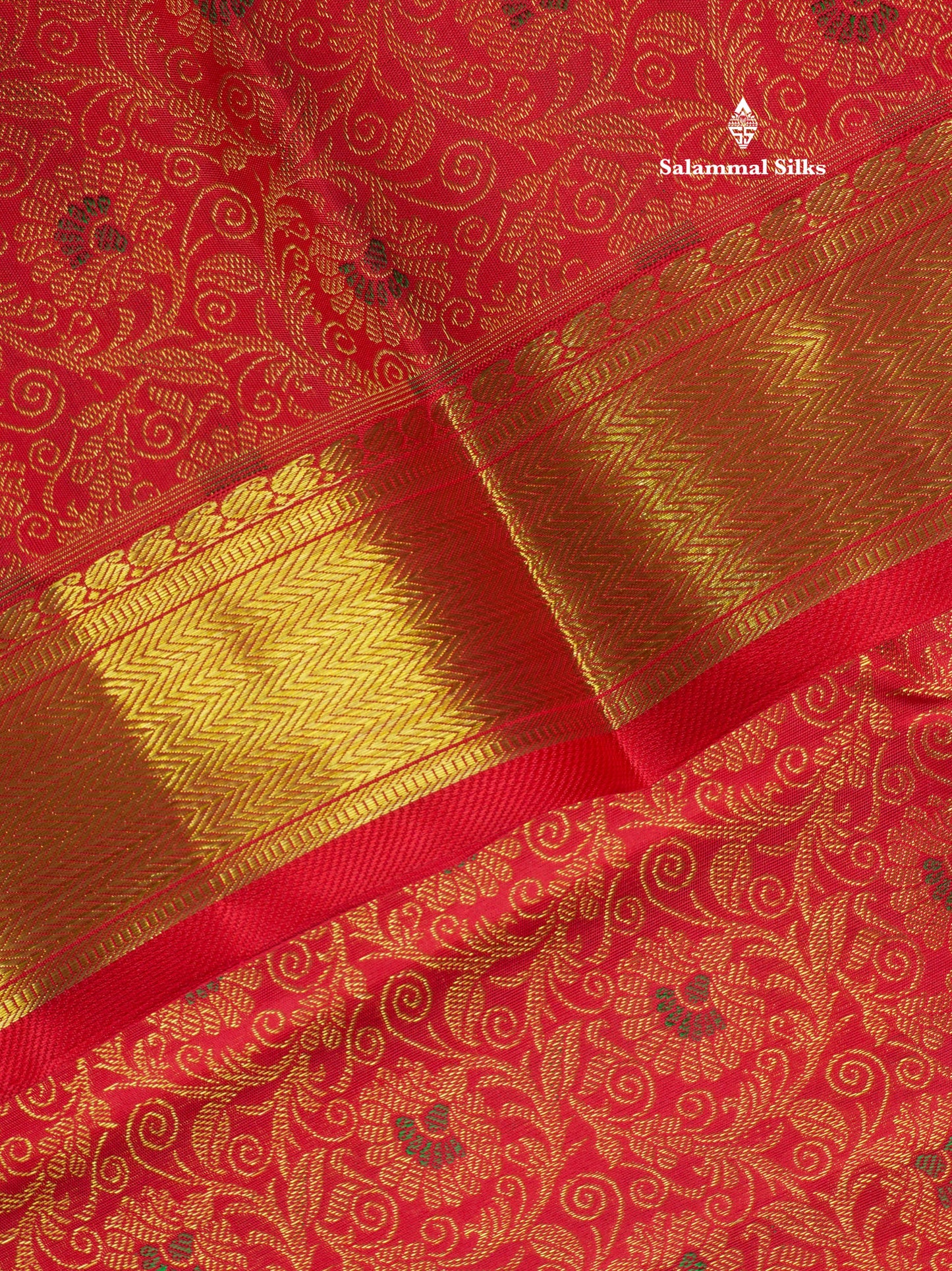 Meenakari work Beautiful Chilly Red Pure Kanjivaram Silk Saree (2G) Zari With Self Border