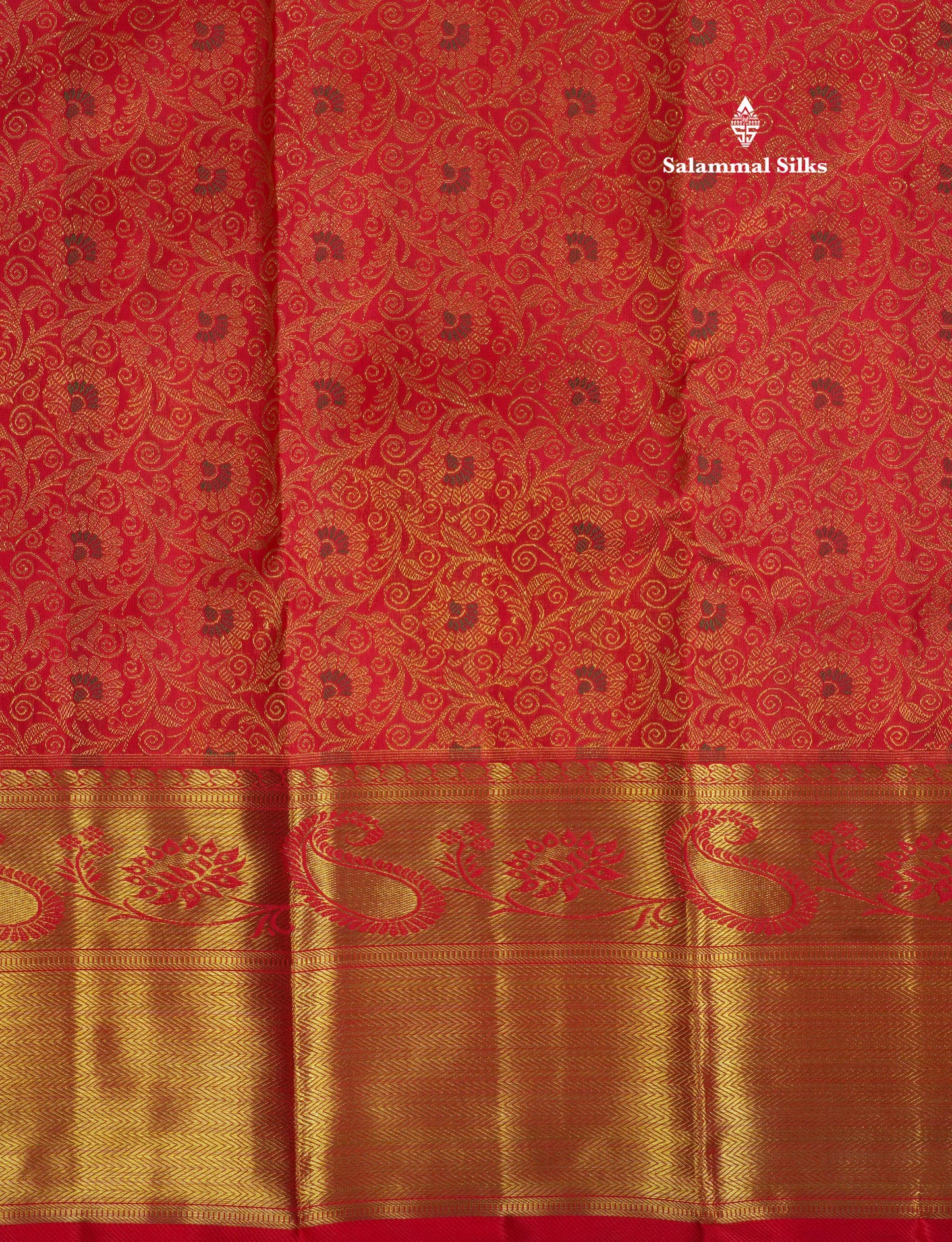 Meenakari work Beautiful Chilly Red Pure Kanjivaram Silk Saree (2G) Zari With Self Border