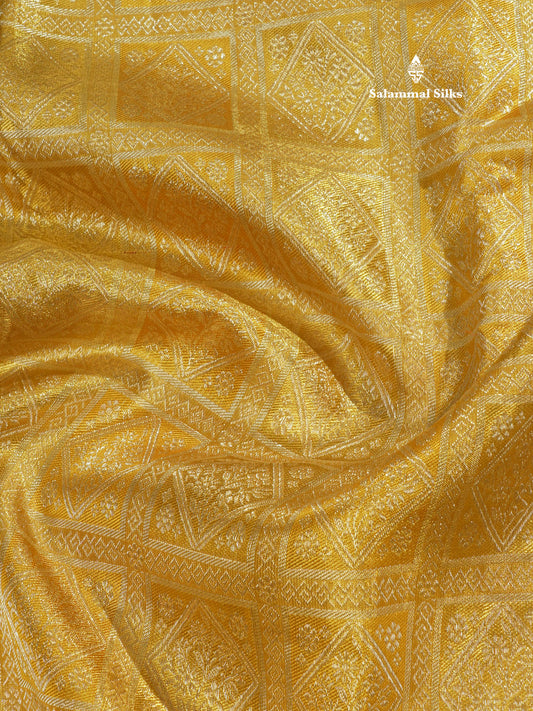 Kanjivaram Gold Colour 2G Zari Pure Silk Saree With Self Border