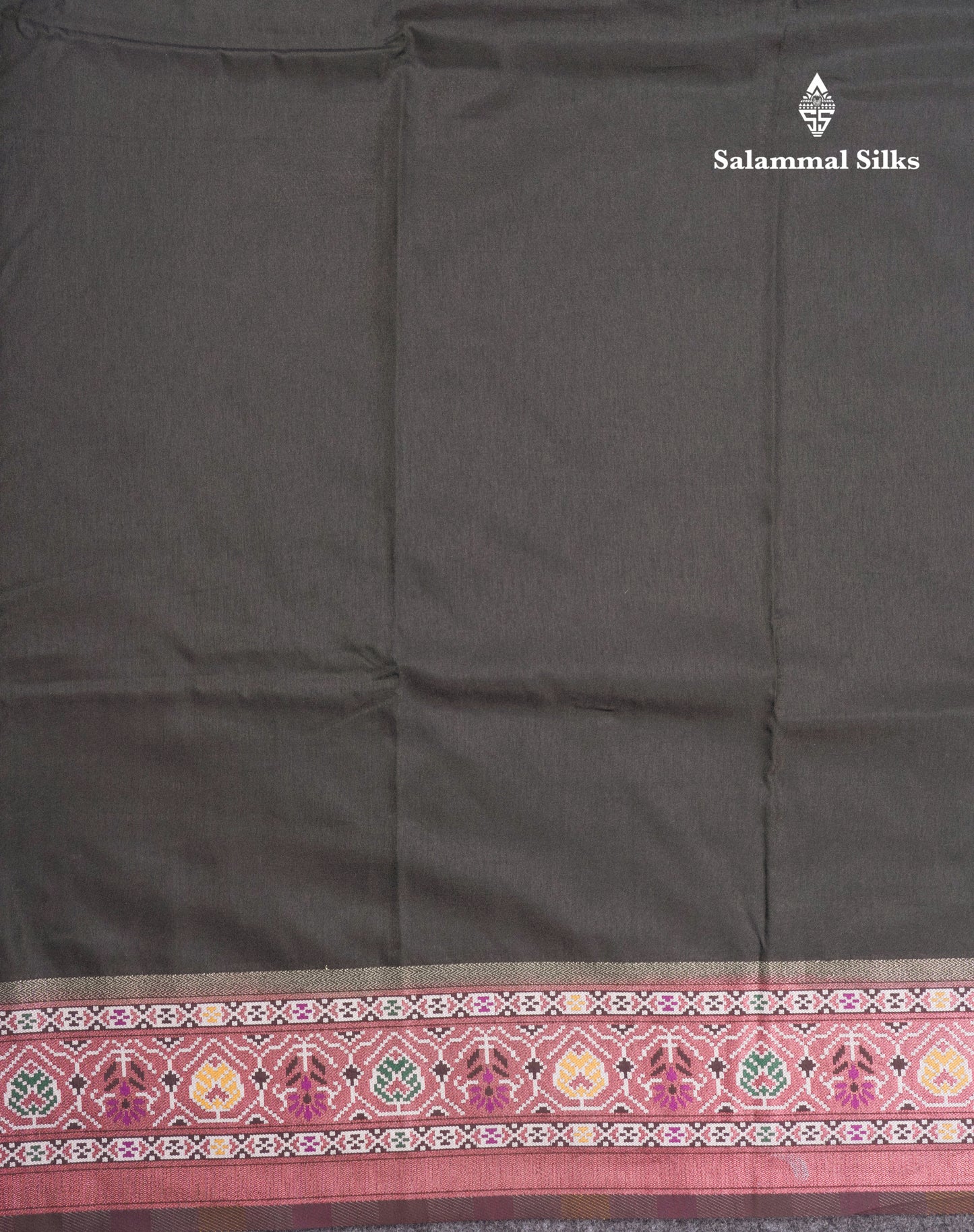 Brown Colour Plain Semi Dola Silk With Ajirah Print Border