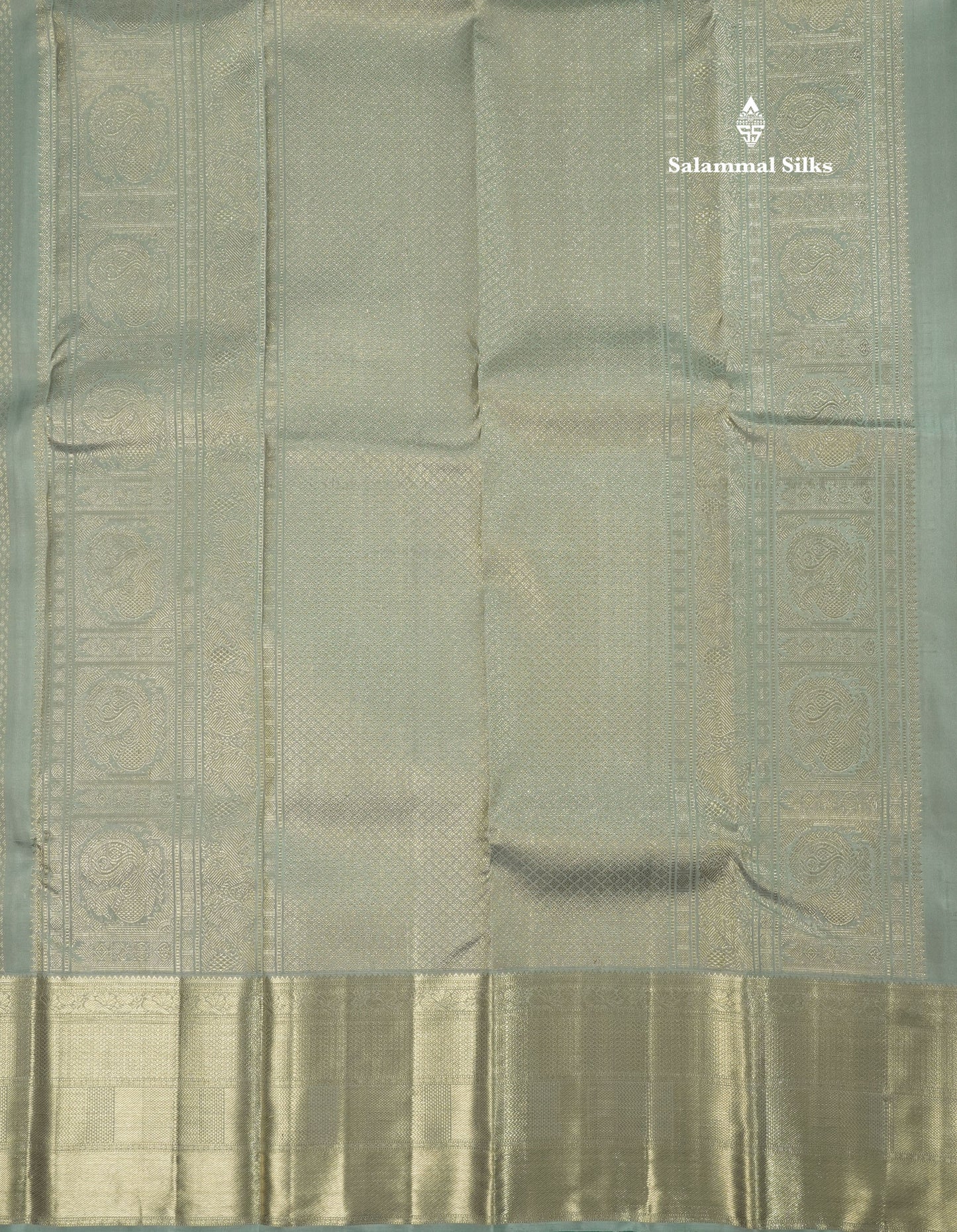 Beautiful Grey Pure Kanjivaram Silk Saree With Self Border