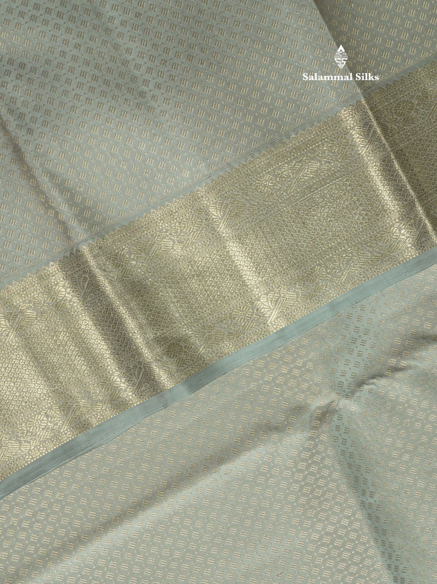 Beautiful Grey Pure Kanjivaram Silk Saree With Self Border