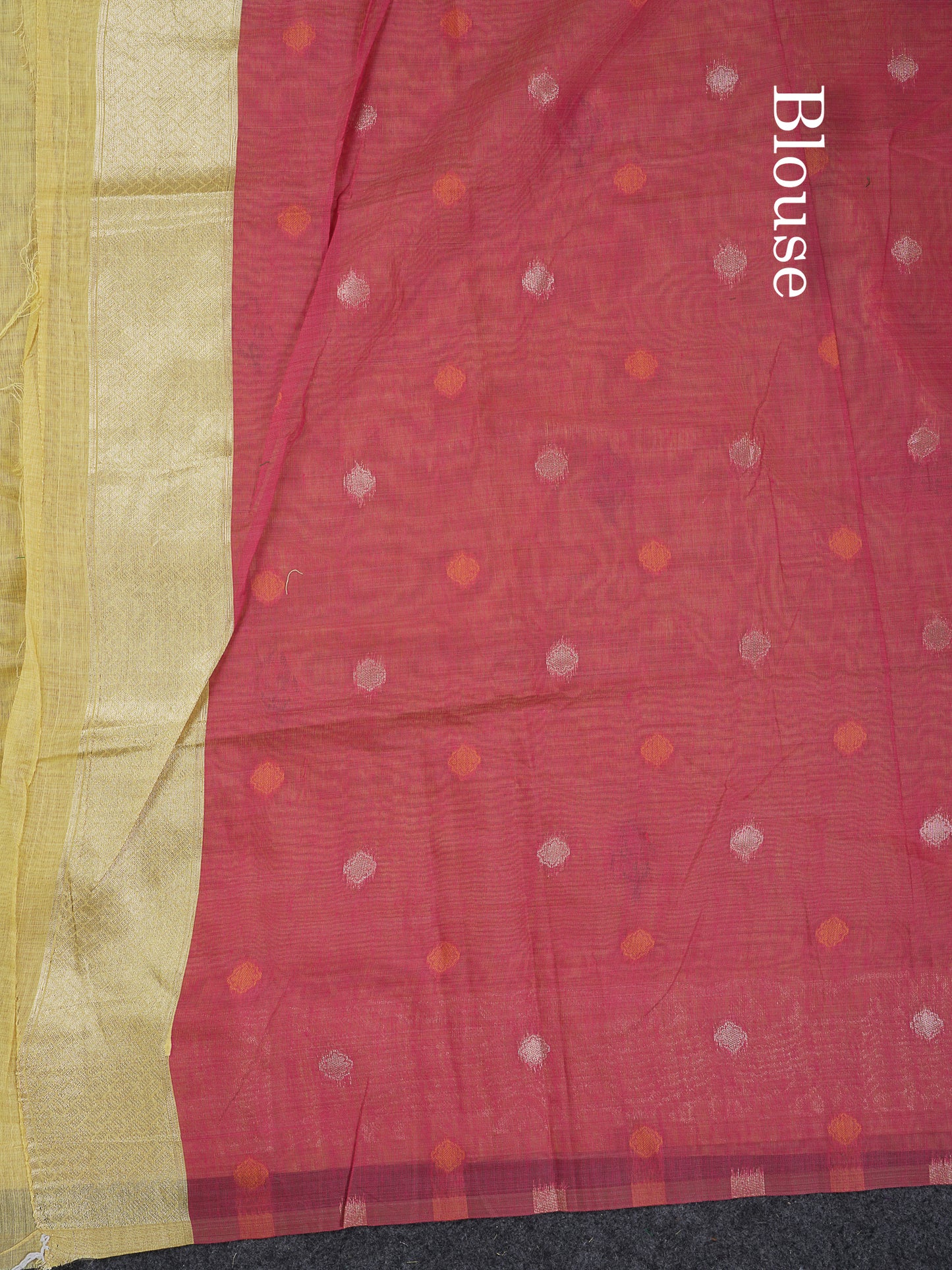 Beautiful Cream Sandal Muga Cotton Saree With Contrast Black Blouse