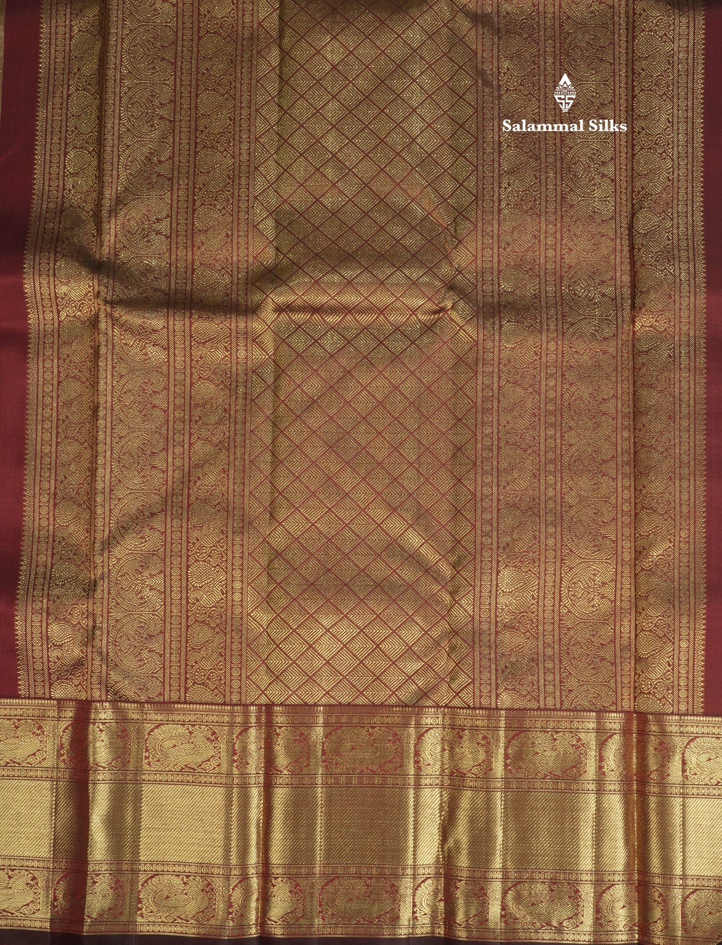 Beautiful Dark Maroon Pure Kanjivaram Silk Saree (2G) Zari With Traditional Self Border