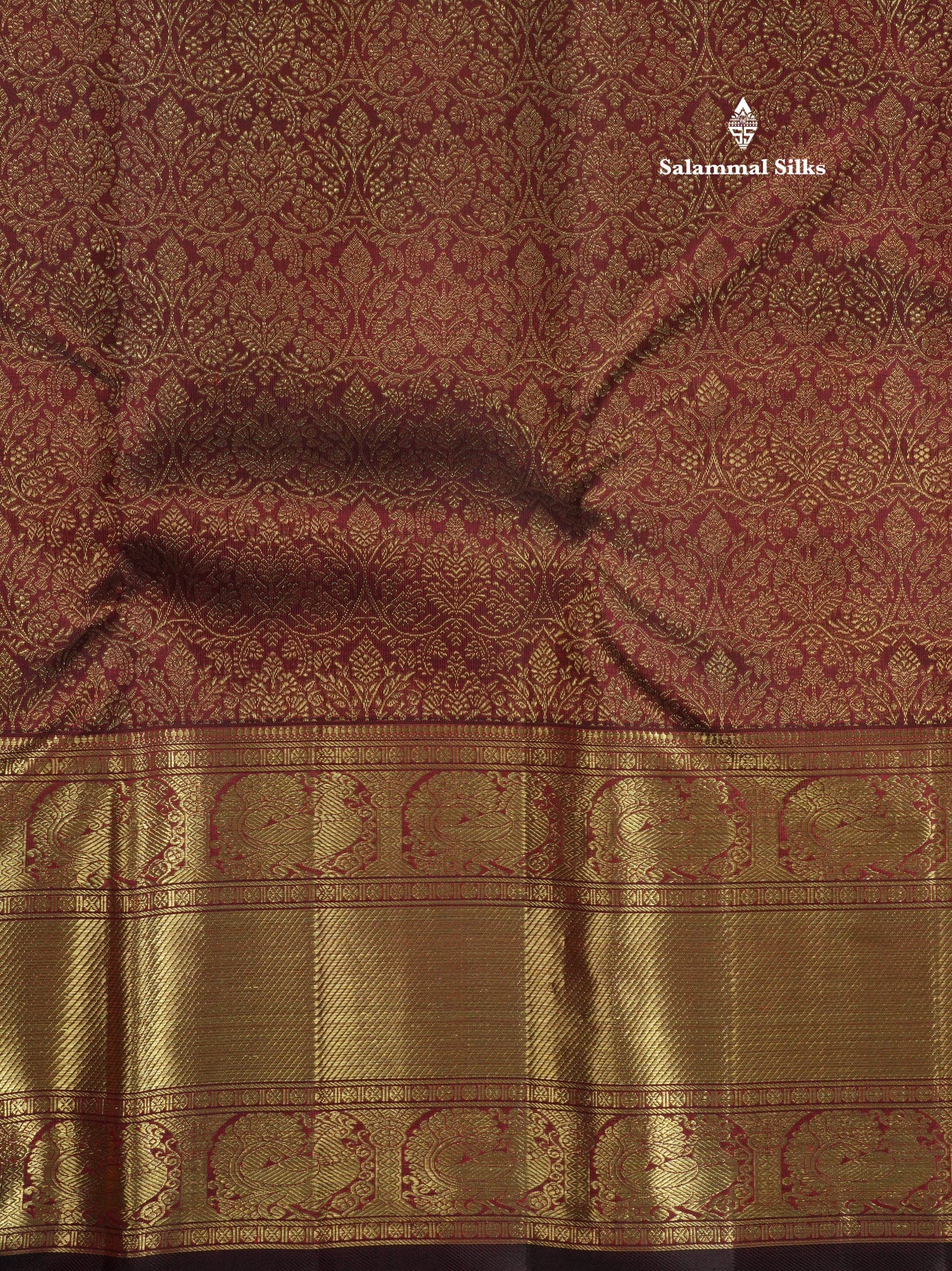Beautiful Dark Maroon Pure Kanjivaram Silk Saree (2G) Zari With Traditional Self Border