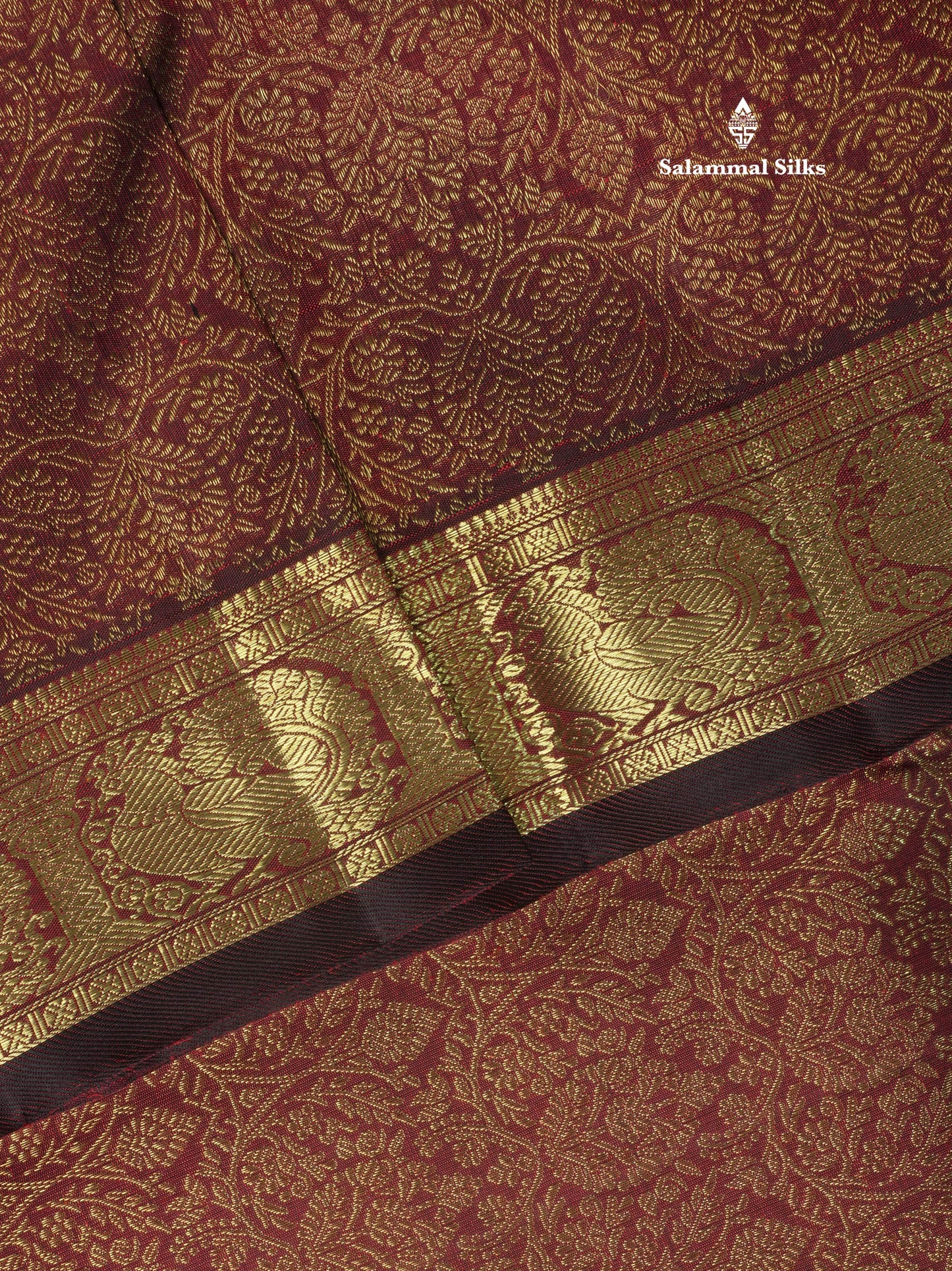 Beautiful Dark Maroon Pure Kanjivaram Silk Saree (2G) Zari With Traditional Self Border