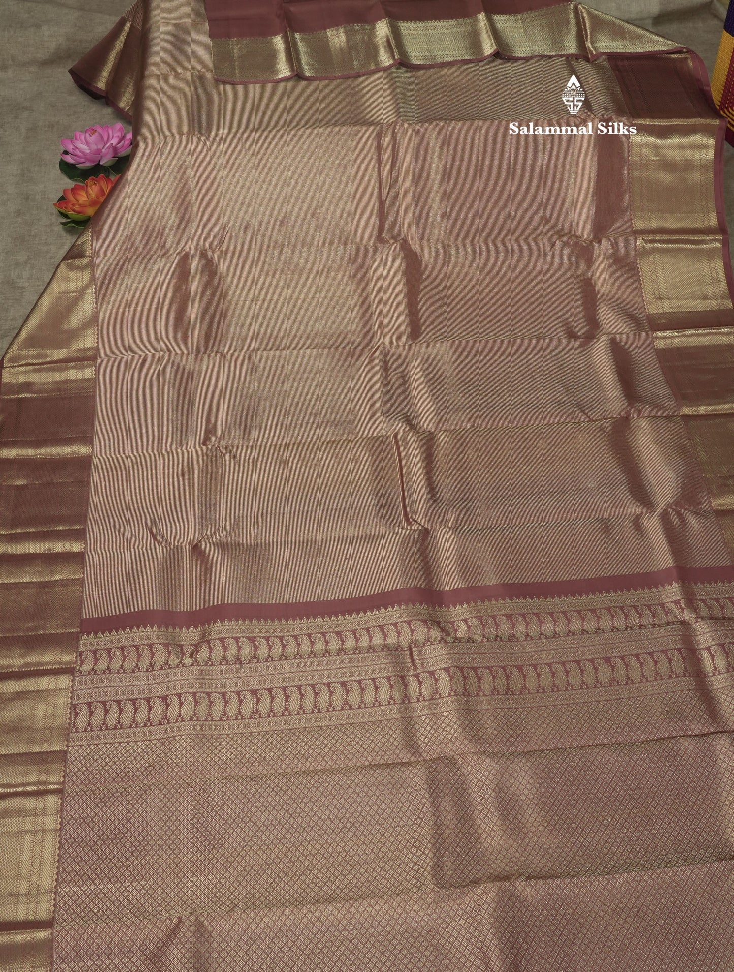 Beautiful Chocolate Pure Kanjivaram Silk Saree With Self Border