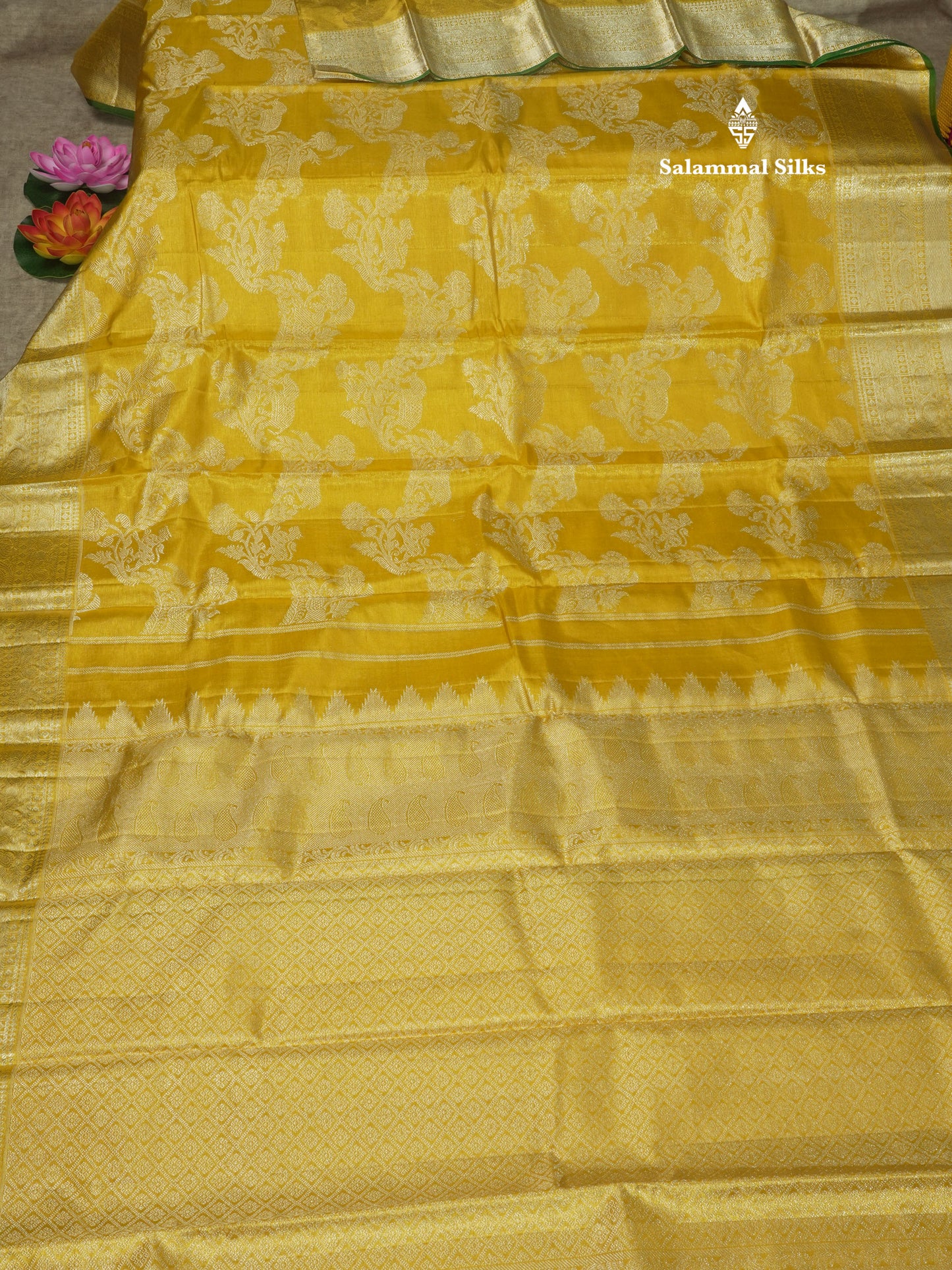 Beautiful Gold Tissue Pure Kanjivaram Silk Saree (2G) Zari With Self Border