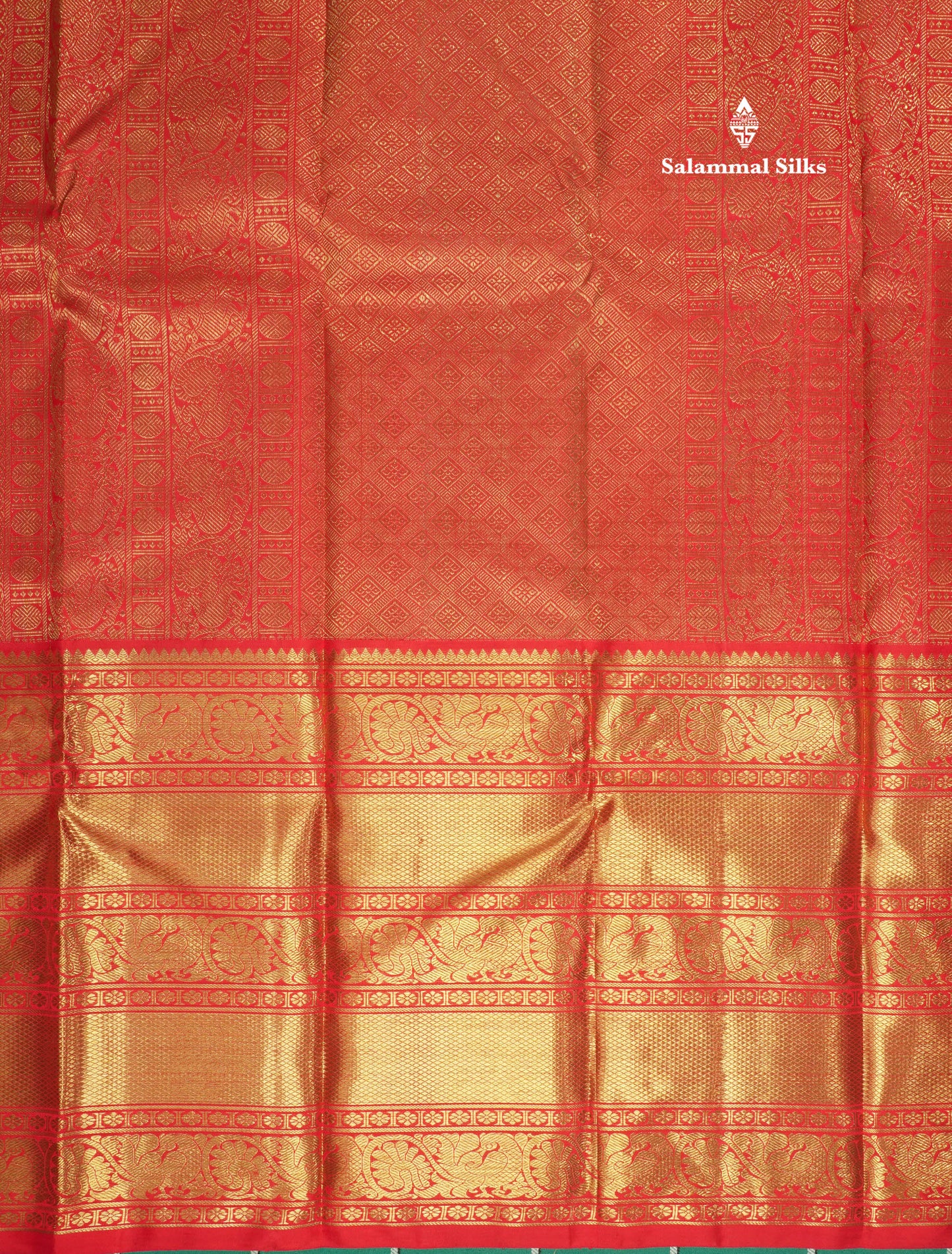 Bridal Korvai White Pure Kanjivaram Silk Saree (2G) Zari With Contrast Long Chilly Red Traditional Border