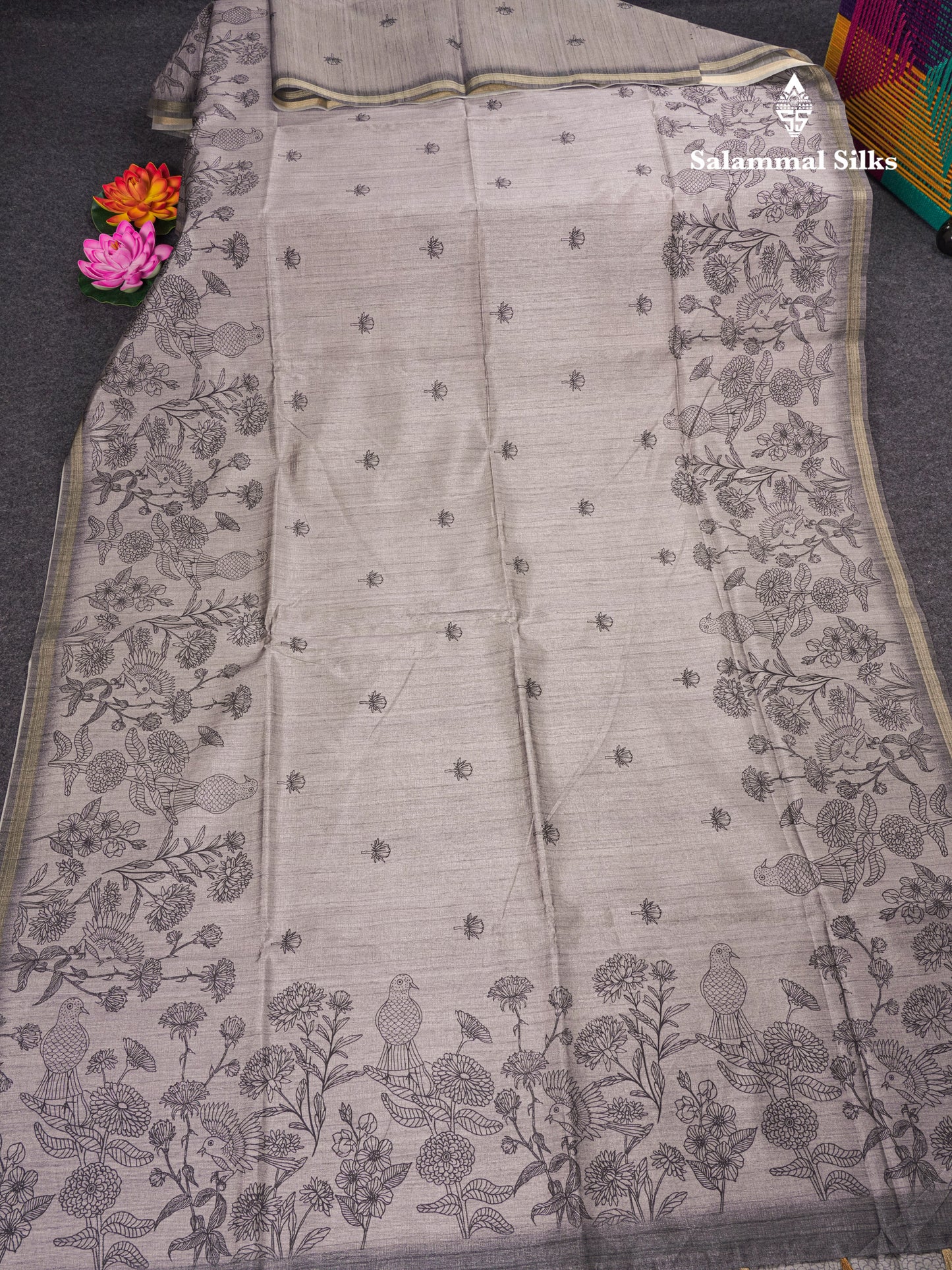 Light Purple Colour Semi Tussar Fancy Saree With Designer Blouse