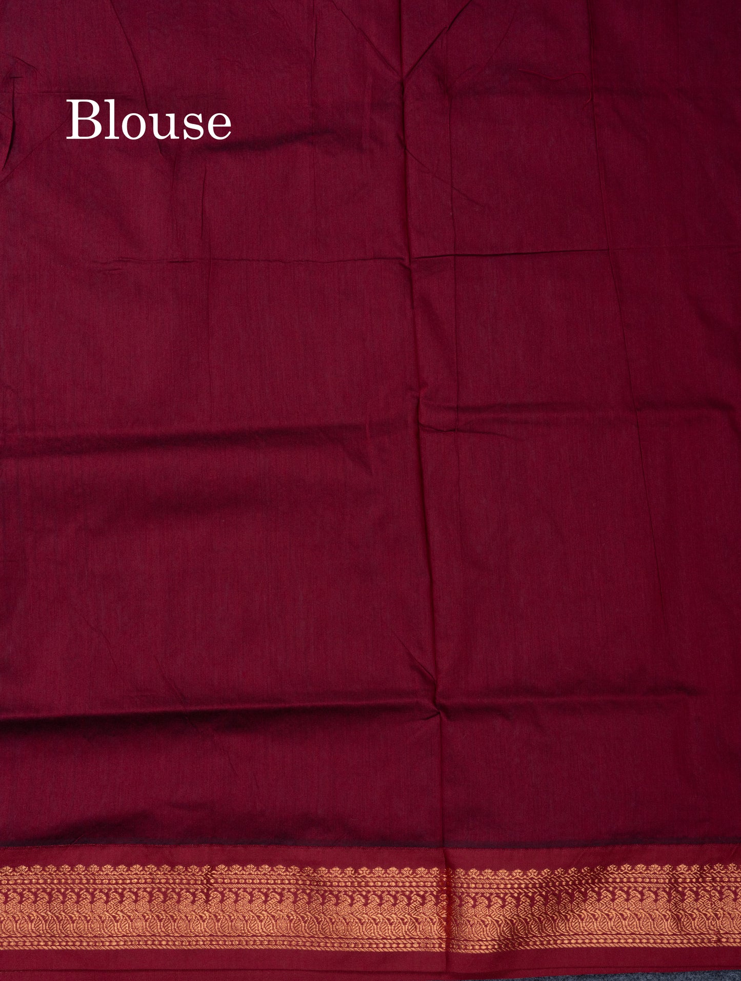 Blueish Grey Kalyani Cotton Saree With Contrast Dark Maroon Blouse