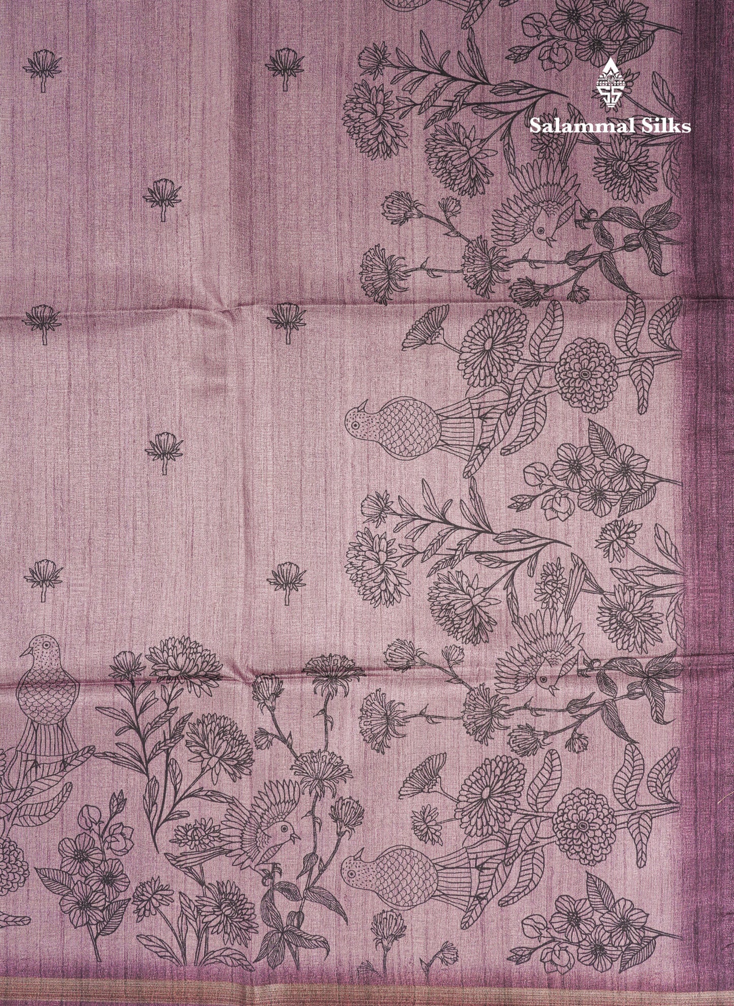 Light Purple Colour Semi Tussar Fancy Saree With Designer Blouse
