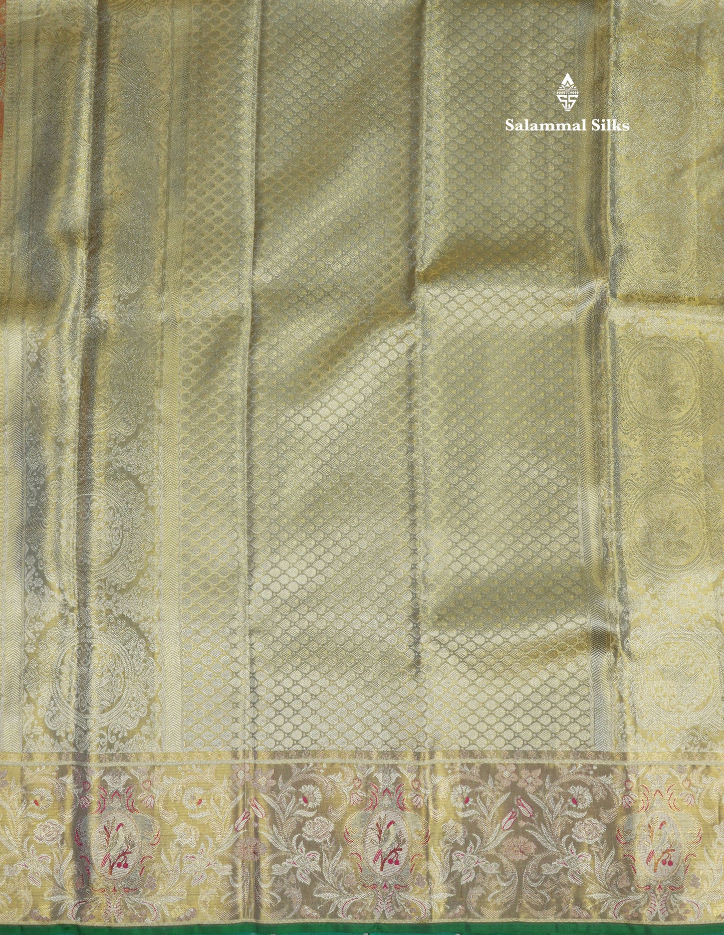 Dual Tone Pinkish Orange Tissue Bridal Pure Kanjivaram Silk Saree With Contrast Half White Border