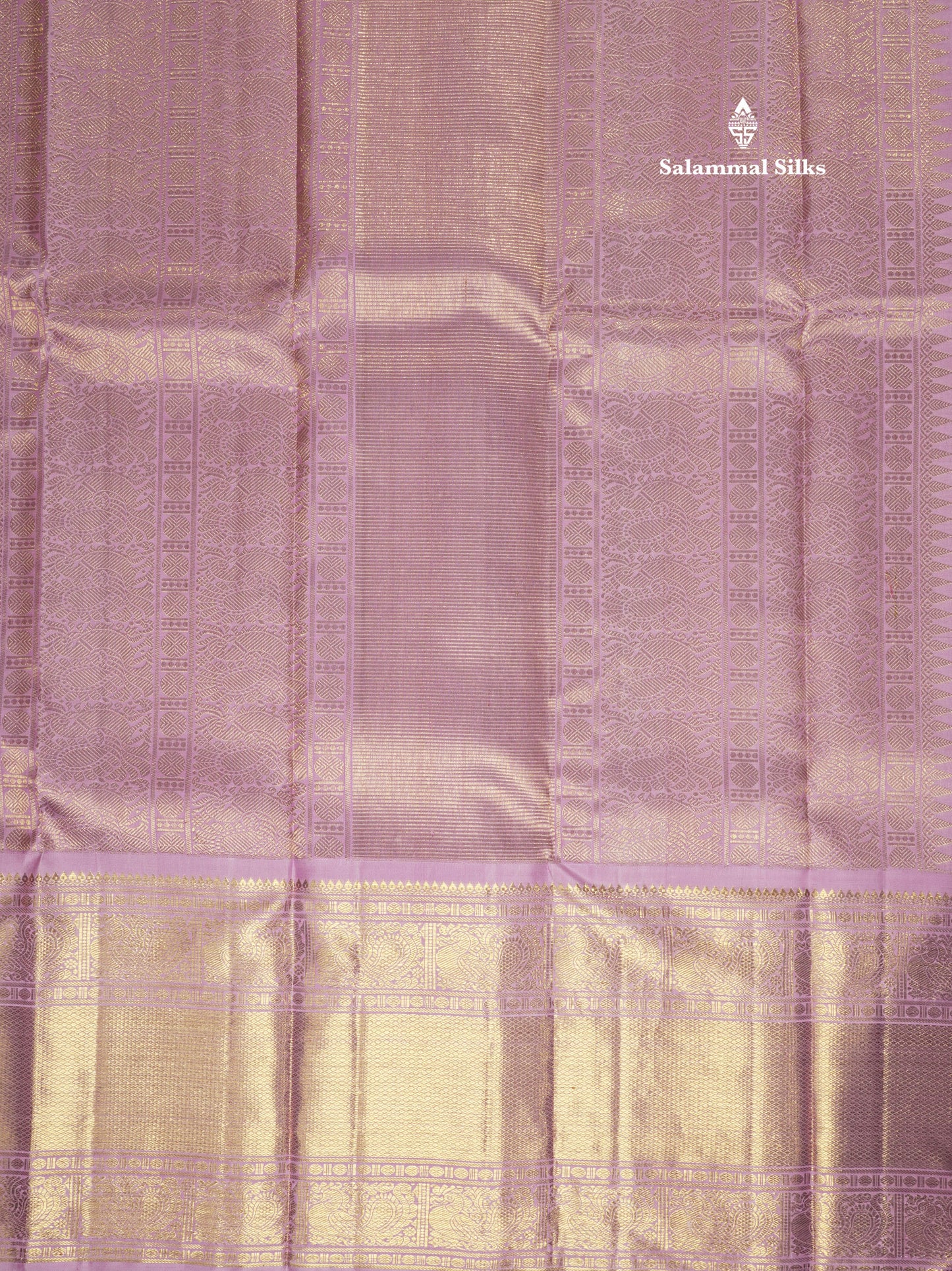 Korvai Yellow Zari Checks Pure Kanjivaram Silk Saree (2G) Zari With Contrast Lavender Long Traditional Border