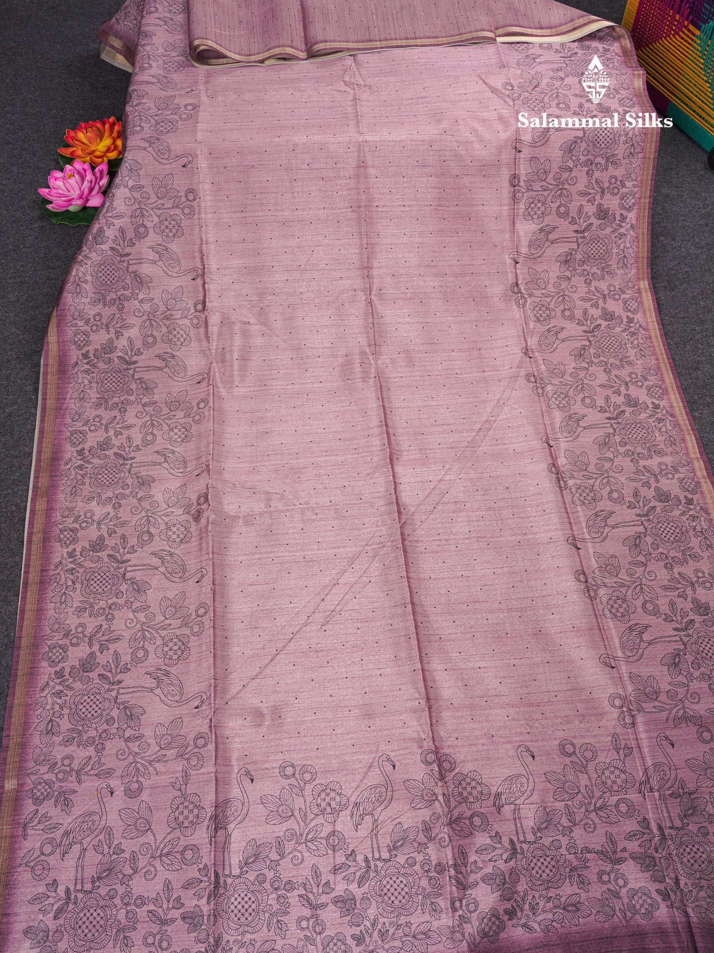 Sandal Colour Semi Tussar Fancy Saree With Designer Blouse