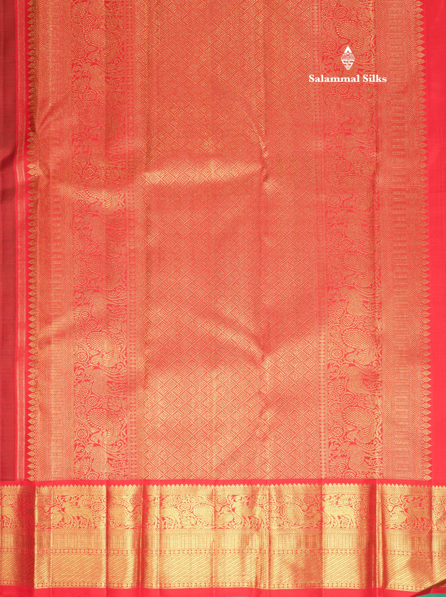 Beautiful Korvai Bottle Green Pure Kanjivaram Silk Saree (2G) Zari With Contrast Chilly Red Border