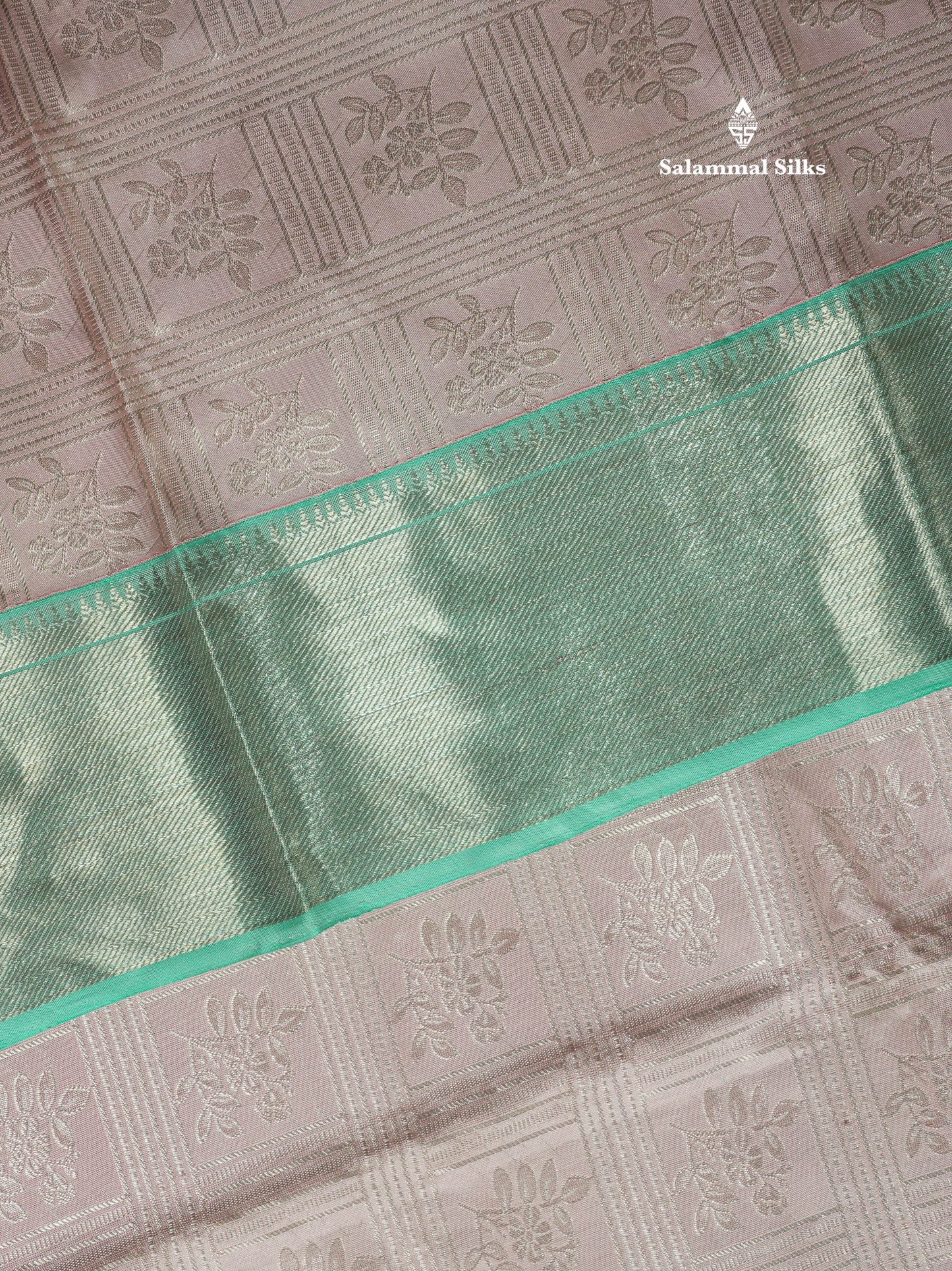 Onion Pink Pure Kanjivaram Silk Saree (2G) Zari With Contrast Rama Green Border