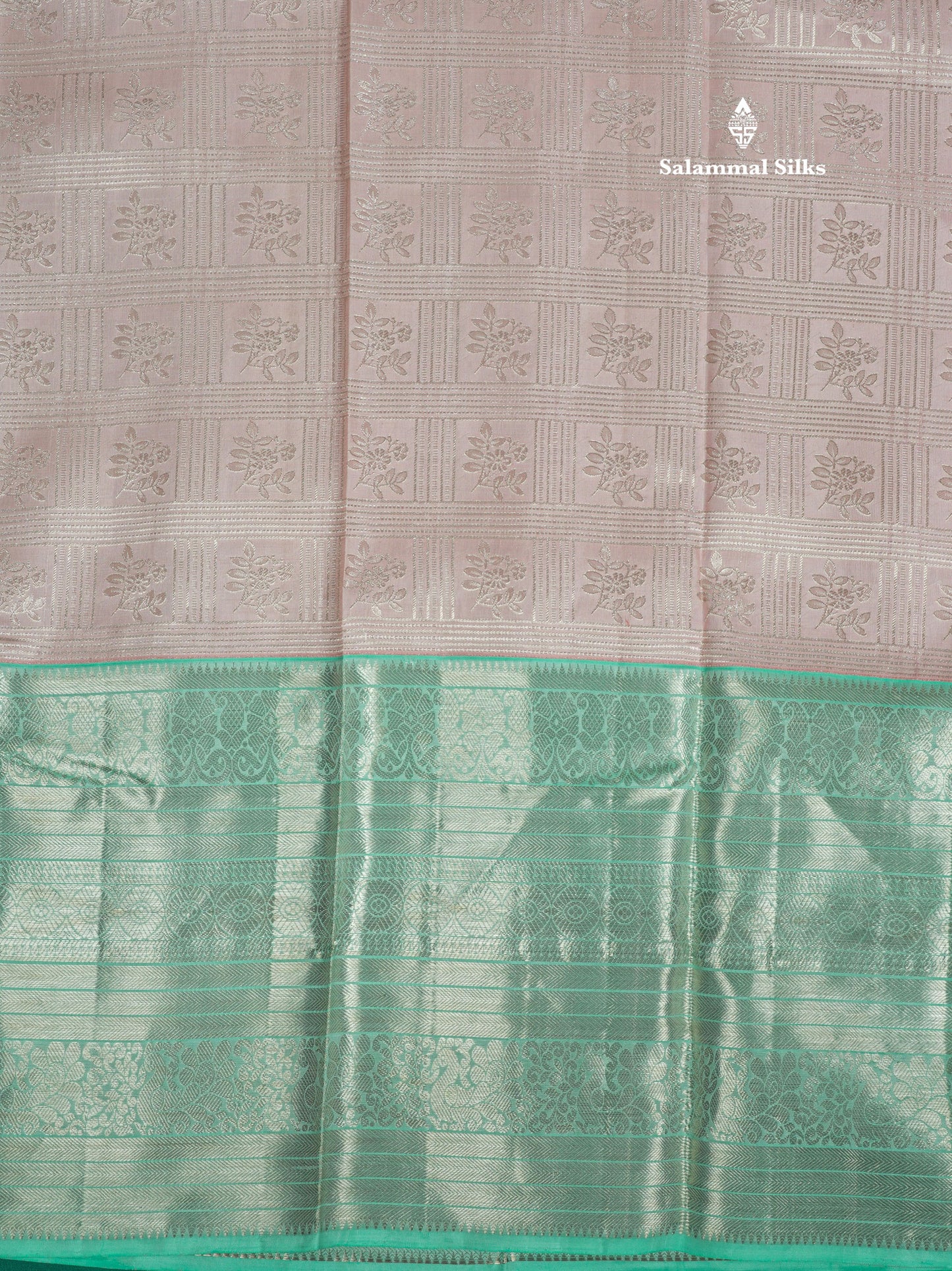 Onion Pink Pure Kanjivaram Silk Saree (2G) Zari With Contrast Rama Green Border
