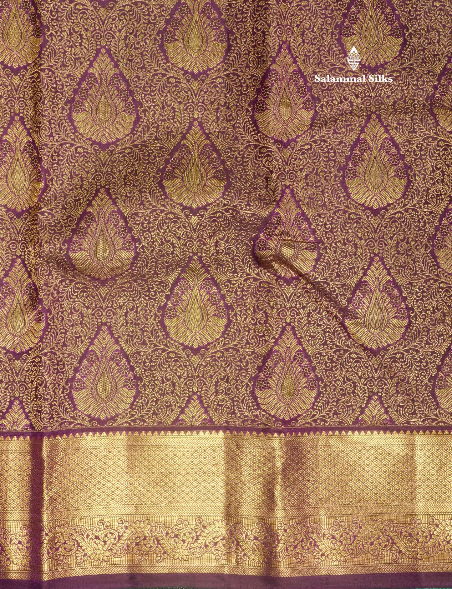 Purple Beautiful Bridal Pure Kanjivaram Silk Saree With Gold Zari Border