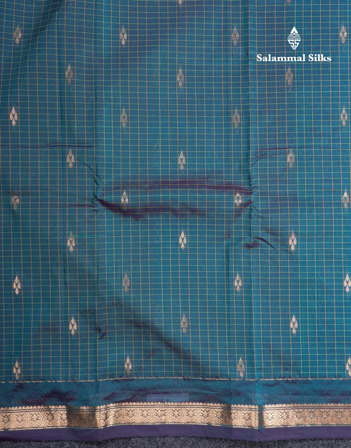 Mustard Yellow Checks With Butta Light Weight Semi Silk Saree With Small Border