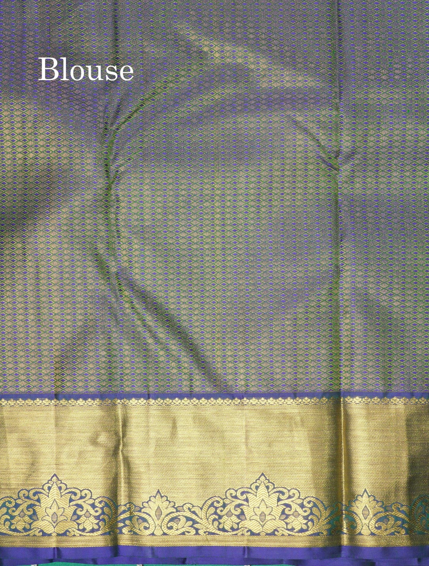 Parrot Green Beautiful Bridal Pure Kanjivaram Silk Saree With Contrast Royal Blue Border