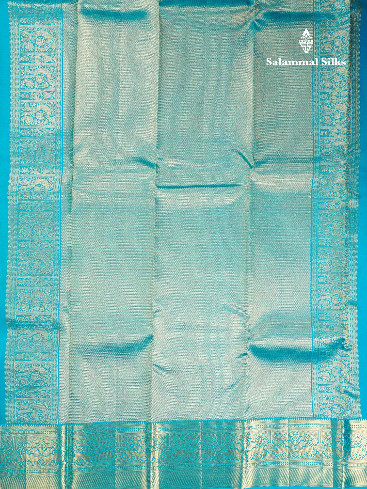 Beautiful Light Brown Bridal Pure Kanjivaram Silk Saree With Contrast Light Ramar Blue Border