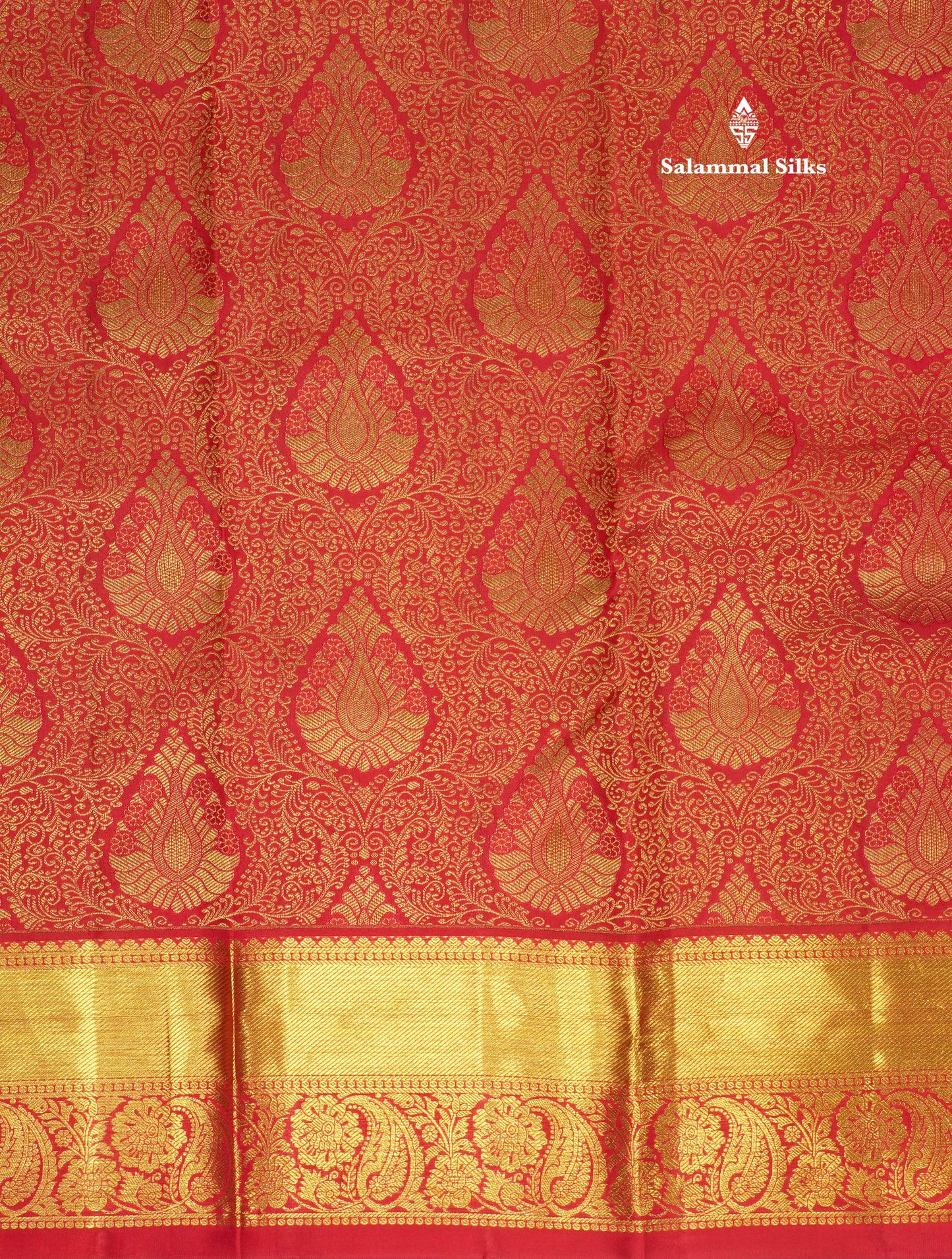 Beautiful Red Grand Bridal Pure Kanjivaram Silk Saree With Gold Zari Border