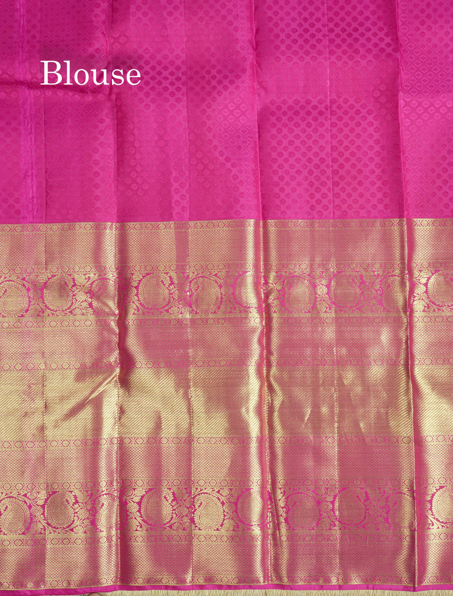 Beautiful Half White Pure Kanjivaram Silk Saree With Contrast Long Magenta Border