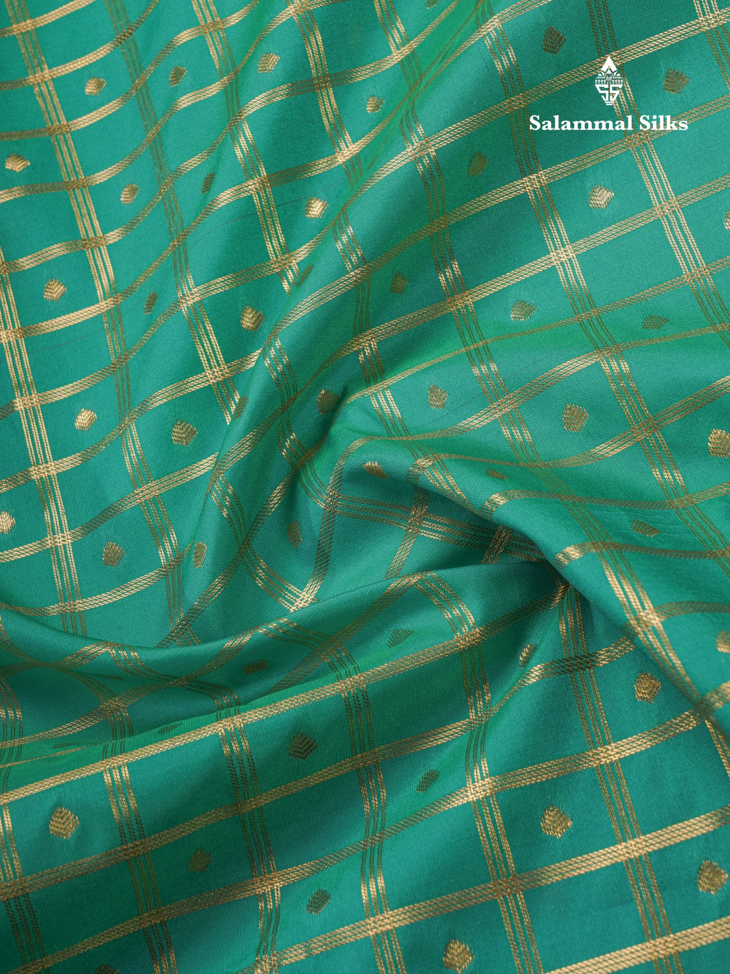 Bottle Green 1000 Buttas And Zari Checks Semi Silk Saree With Contrast Red Traditional Border