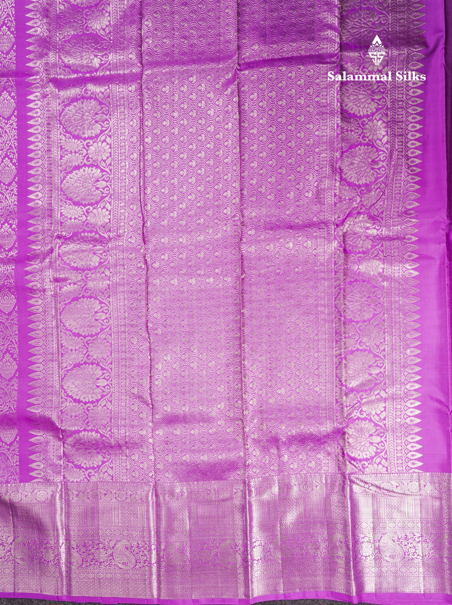 Beautiful Lavender Bridal Pure Kanjivaram Silk Saree With Self Border
