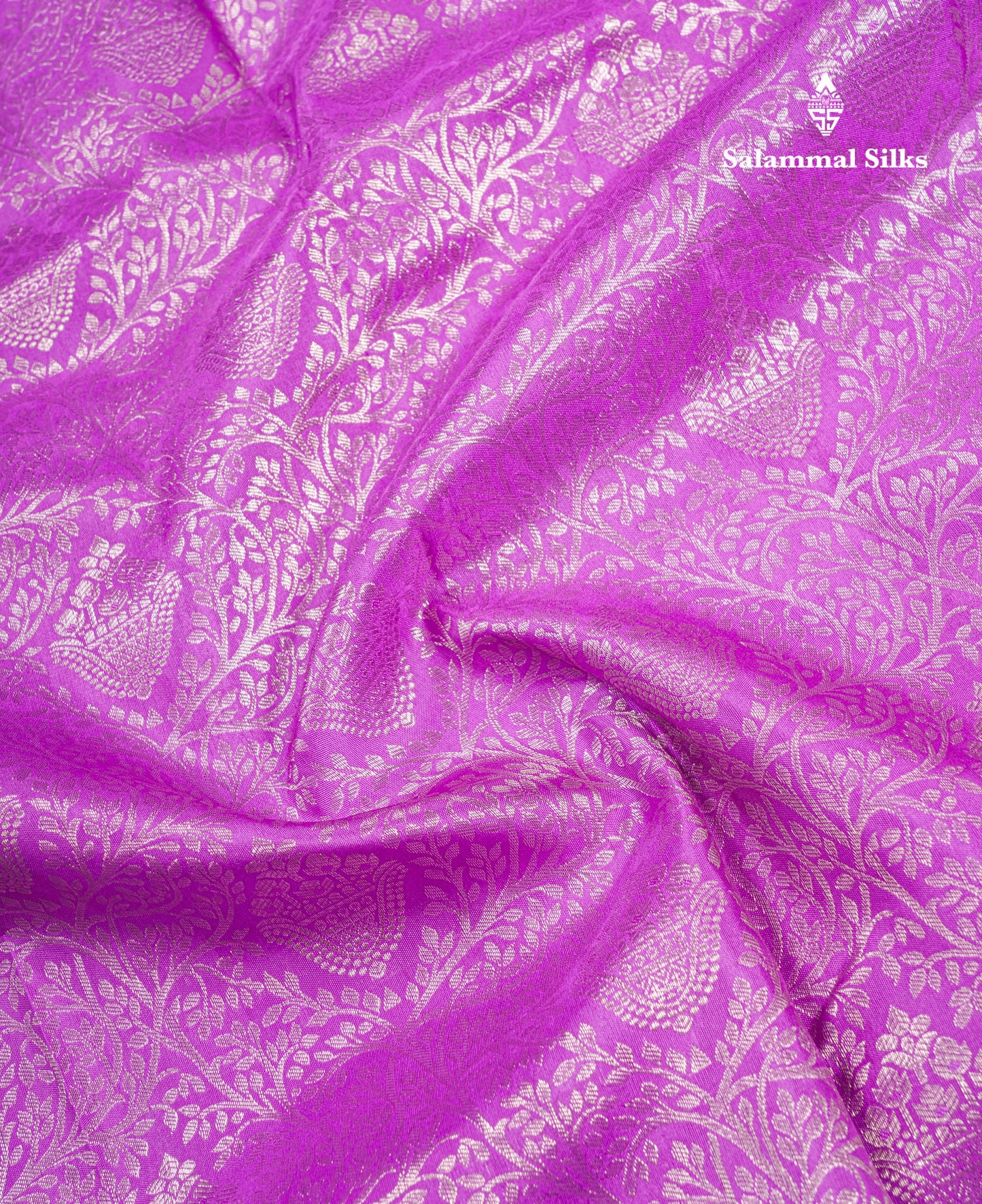 Beautiful Lavender Bridal Pure Kanjivaram Silk Saree With Self Border