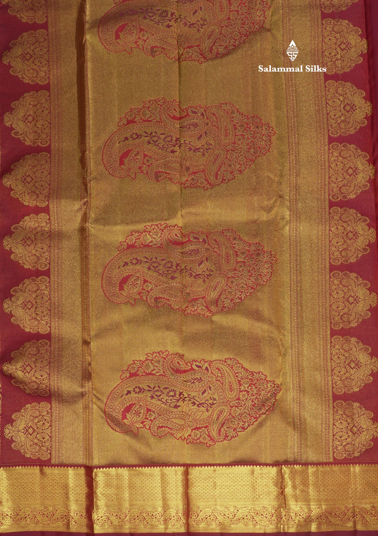 Brownish Maroon Beautiful Grand Bridal Pure Kanjivaram Silk Saree With Gold Zari Border