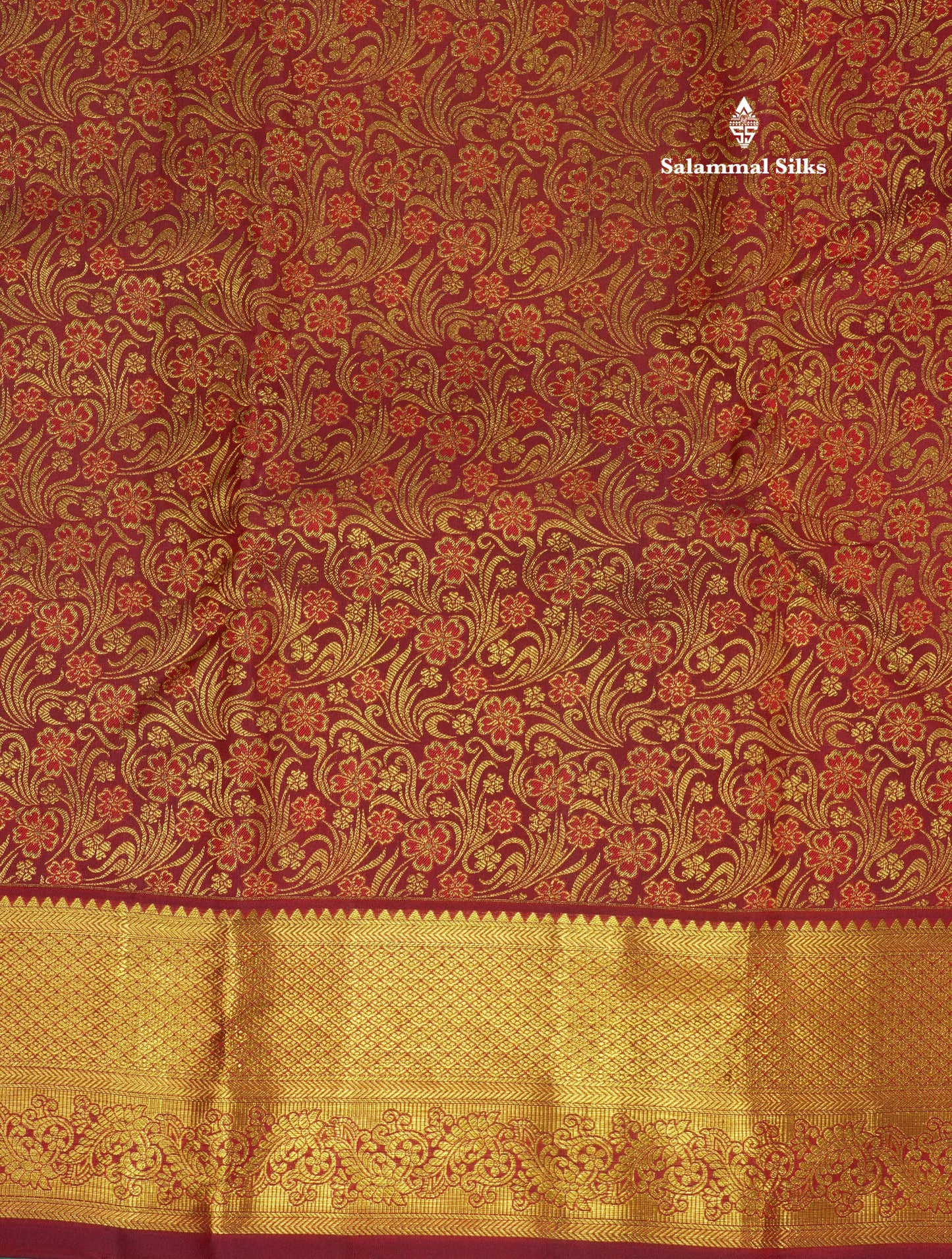 Brownish Maroon Beautiful Grand Bridal Pure Kanjivaram Silk Saree With Gold Zari Border