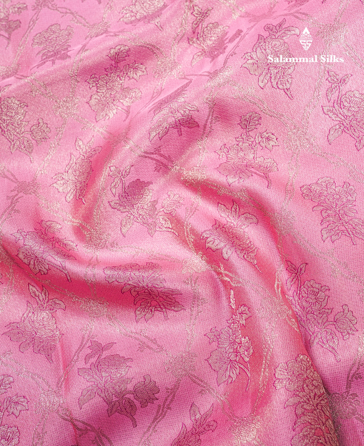 Baby Pink Bridal Pure Kanjivaram Silk Saree With Contrast Purple Border