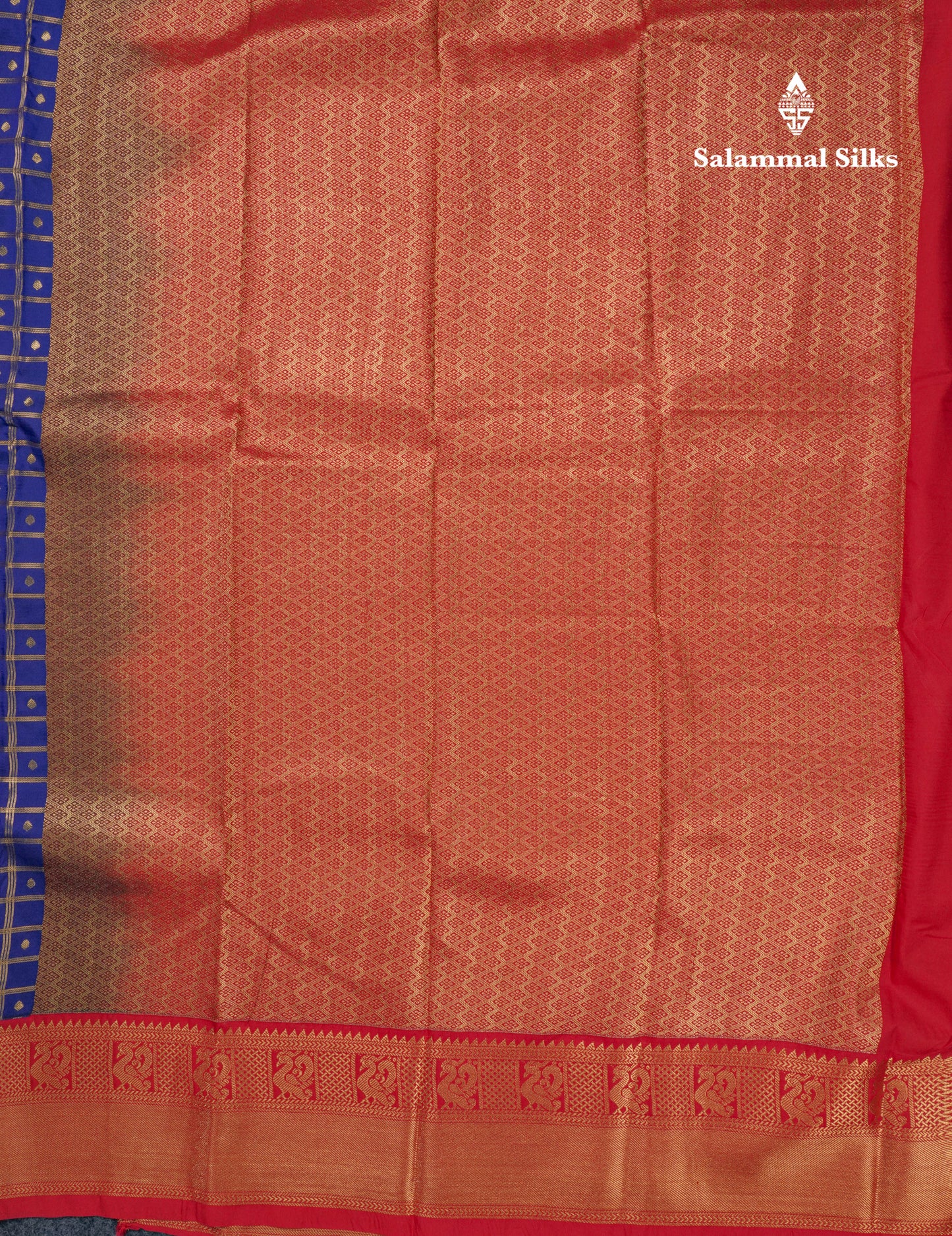 Bottle Green 1000 Buttas And Zari Checks Semi Silk Saree With Contrast Red Traditional Border
