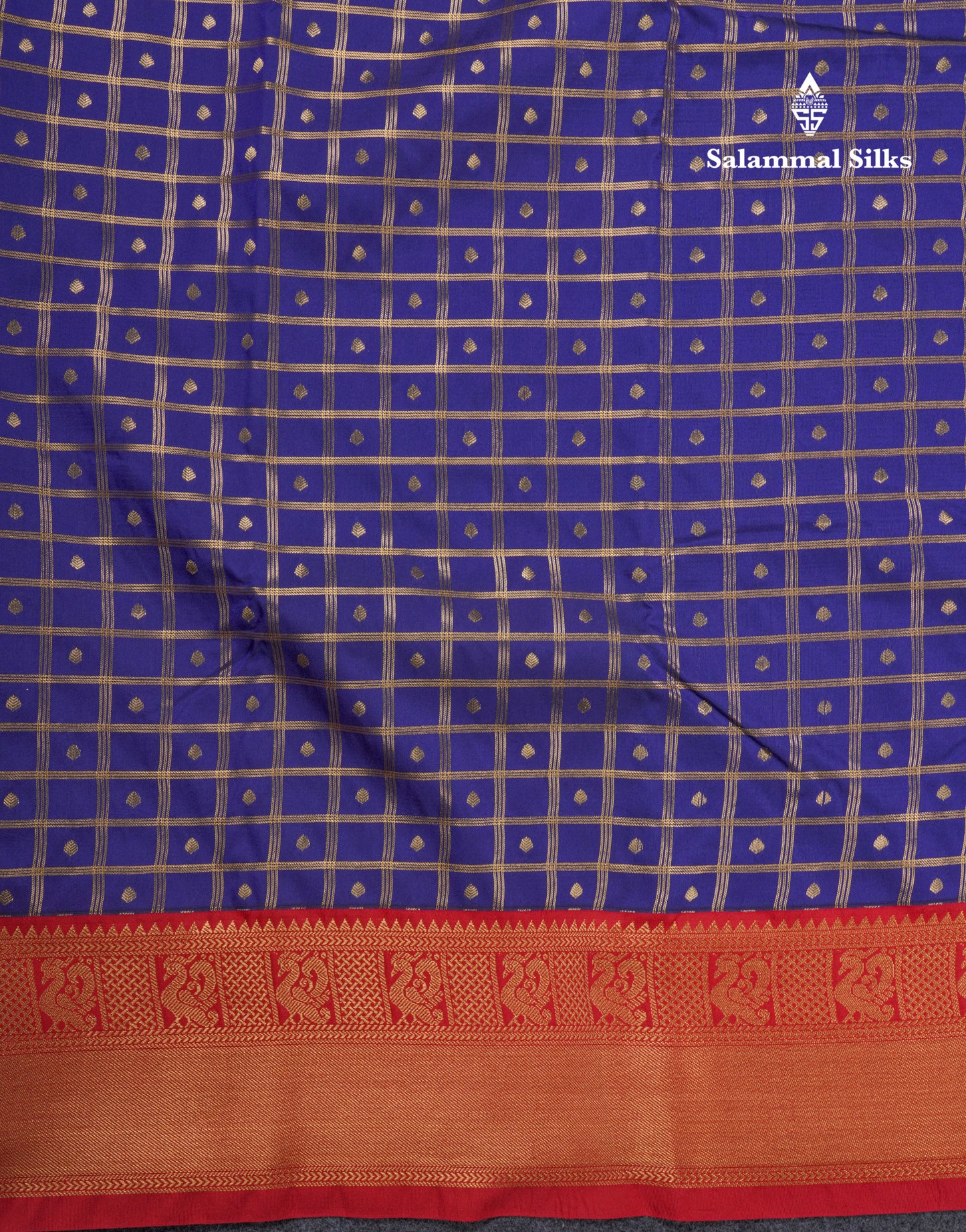 Bottle Green 1000 Buttas And Zari Checks Semi Silk Saree With Contrast Red Traditional Border