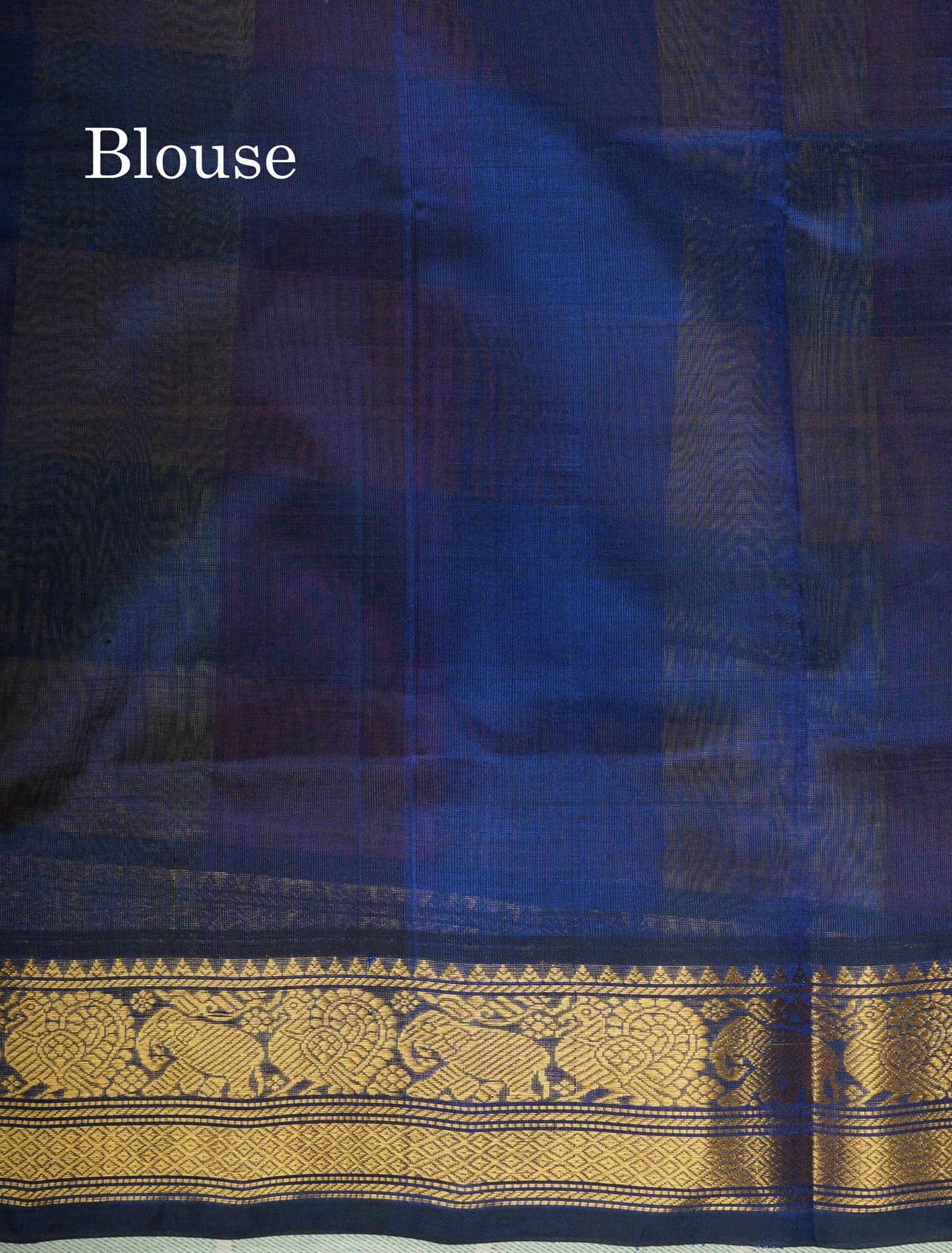 Multicolour Paalum Pazham Checks Pure Silk Cotton Saree With Traditional Gold Zari Border
